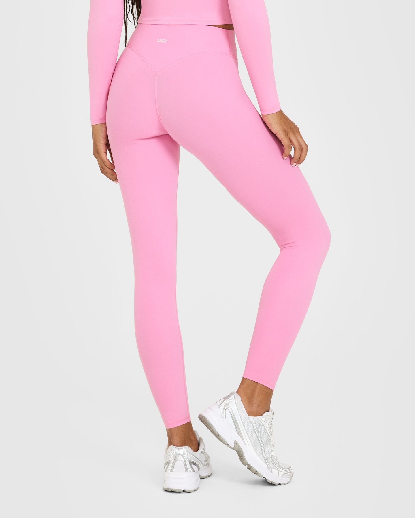 SoftMotion High Waisted Leggings with White Logo | Rose Pink