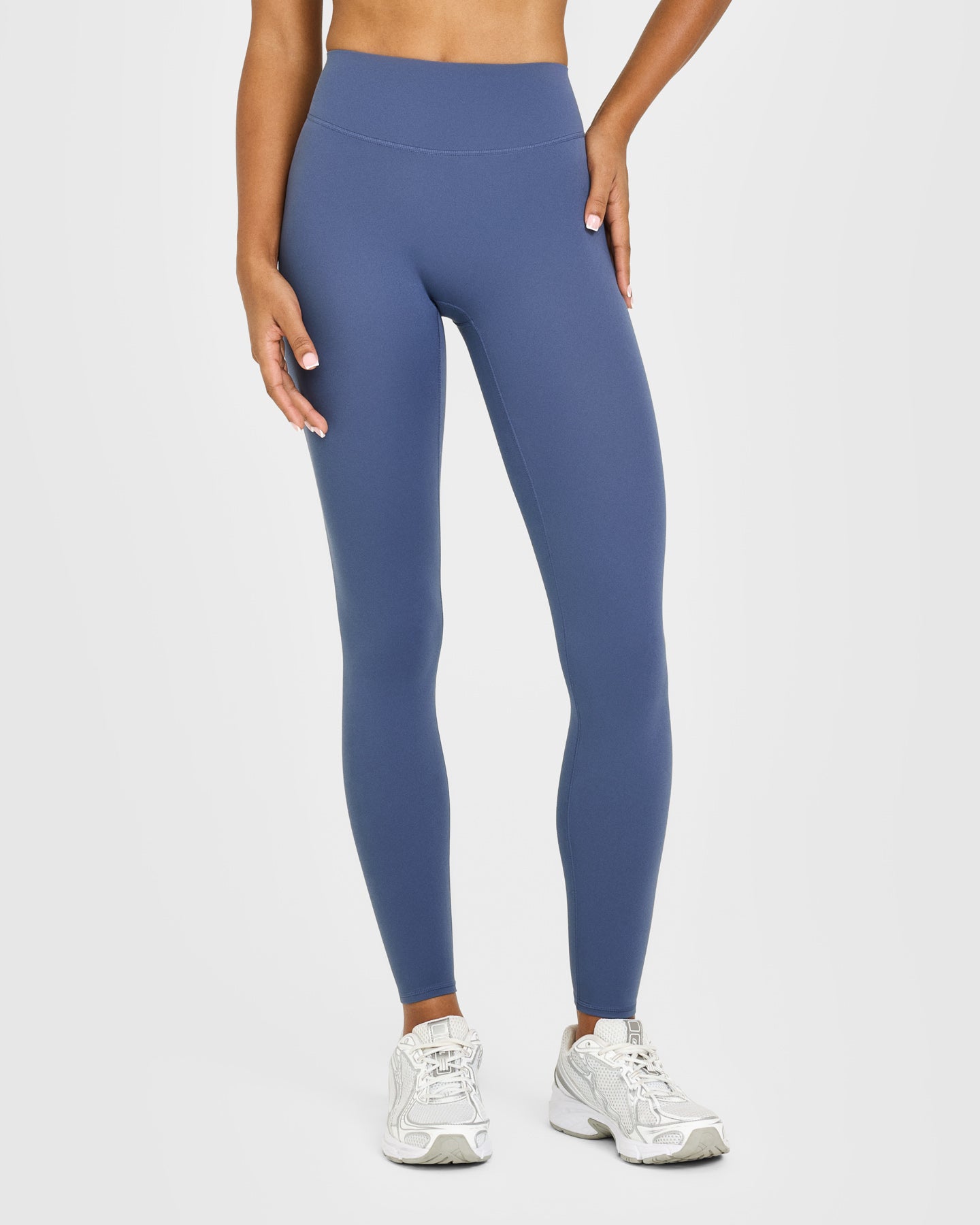 Alternative view of SoftMotion High Waisted Leggings with White Logo | Slate Blue