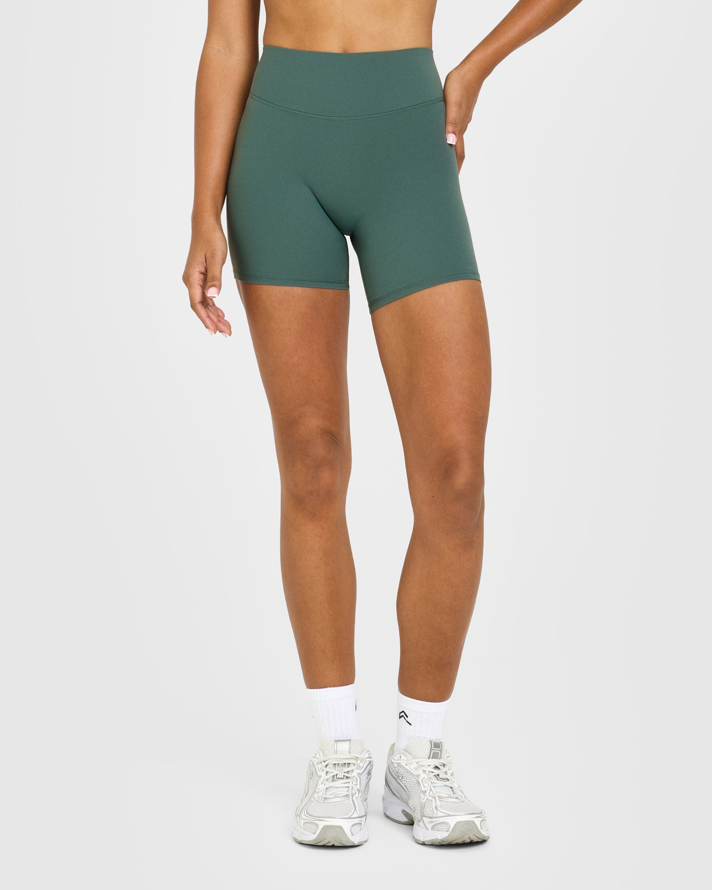 Alternative view of SoftMotion High Waisted Shorts 6" with White Logo | Iced Green