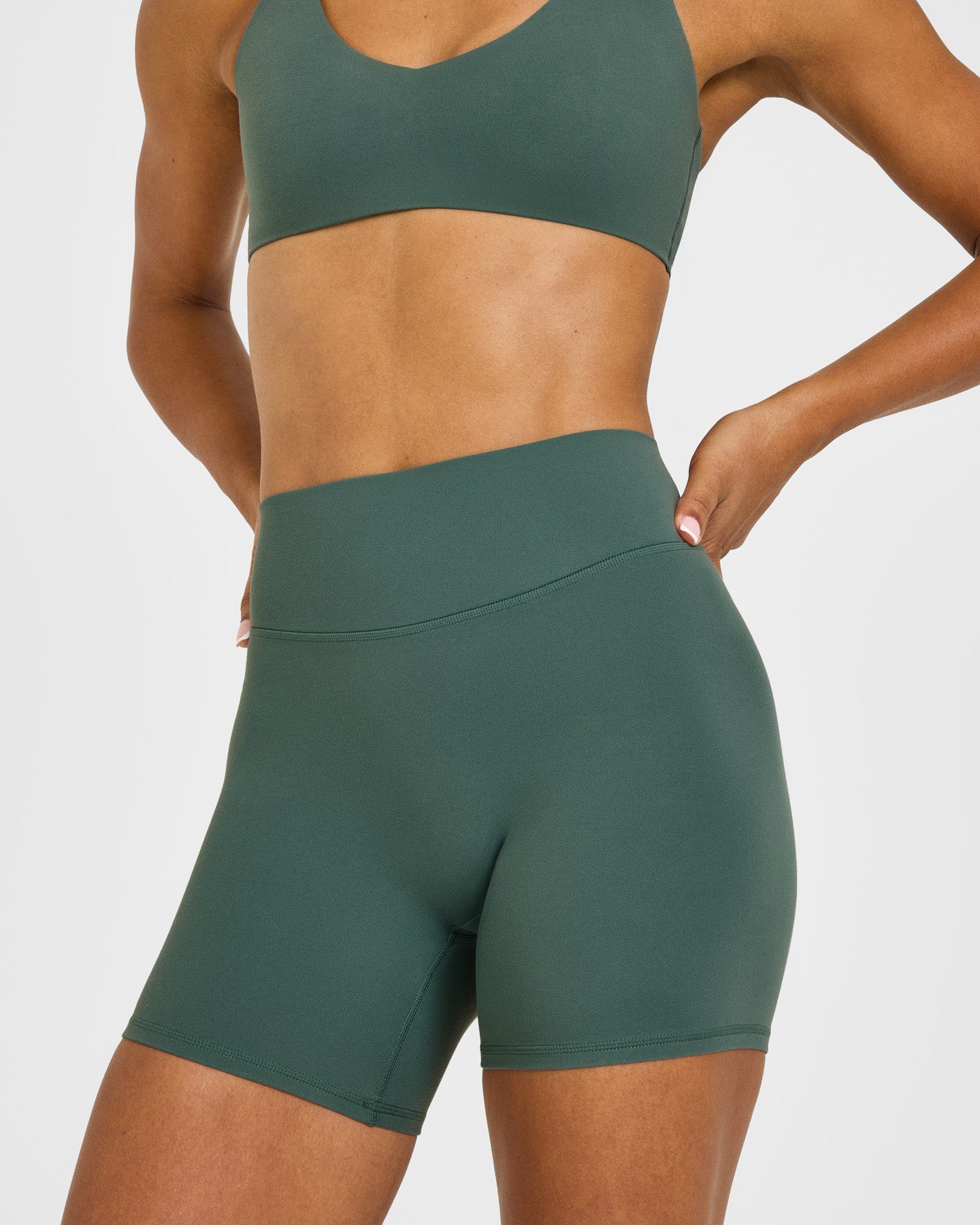 SoftMotion High Waisted Shorts 6" with White Logo | Iced Green - Image 5