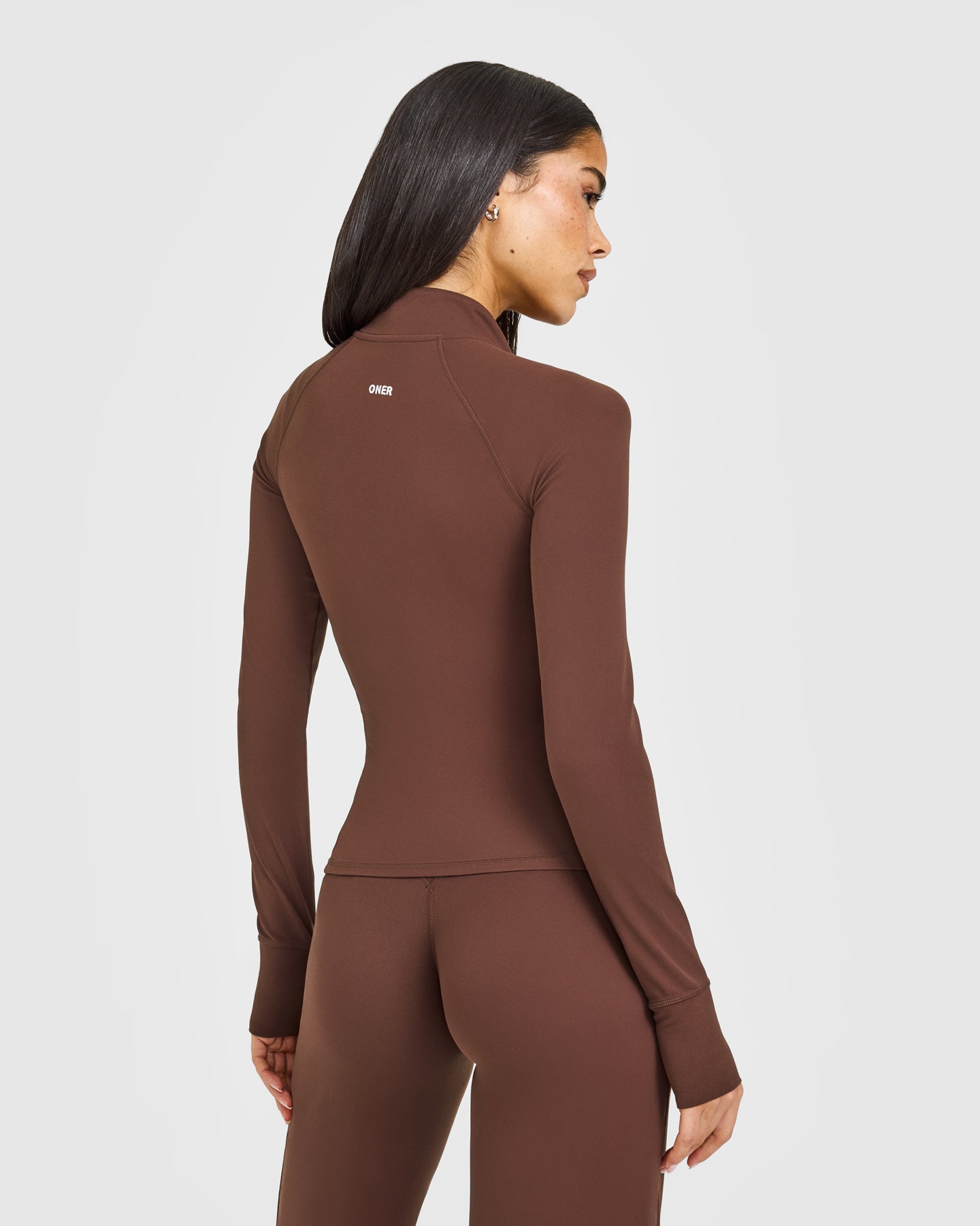 Alternative view of SoftMotion Jacket with White Logo | Espresso Brown