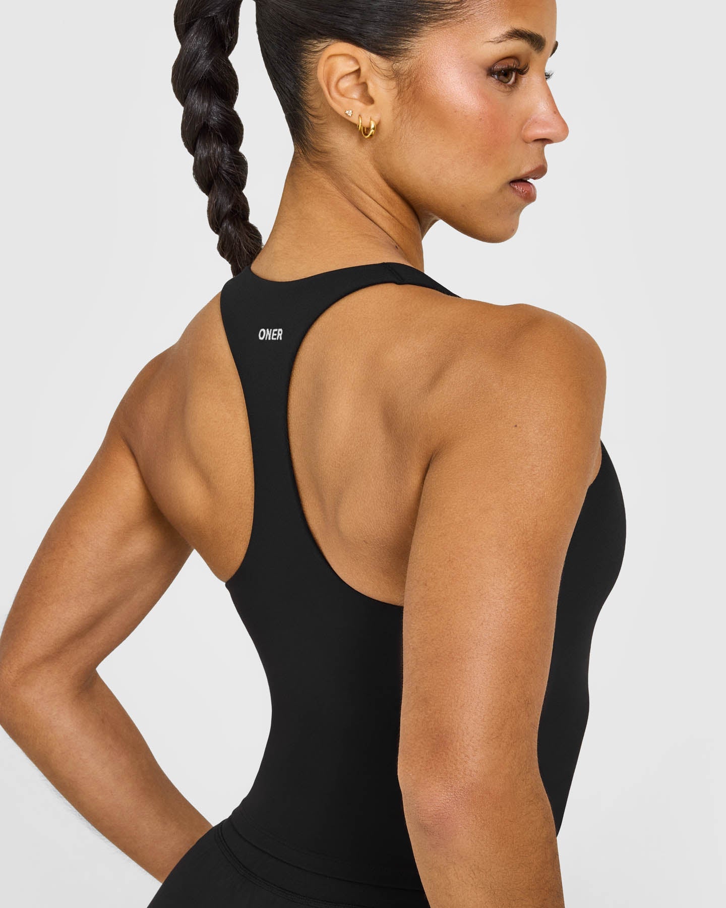 SoftMotion Racer Back Mid Vest with Built in Bra Shelf with White Logo | Black - Image 4