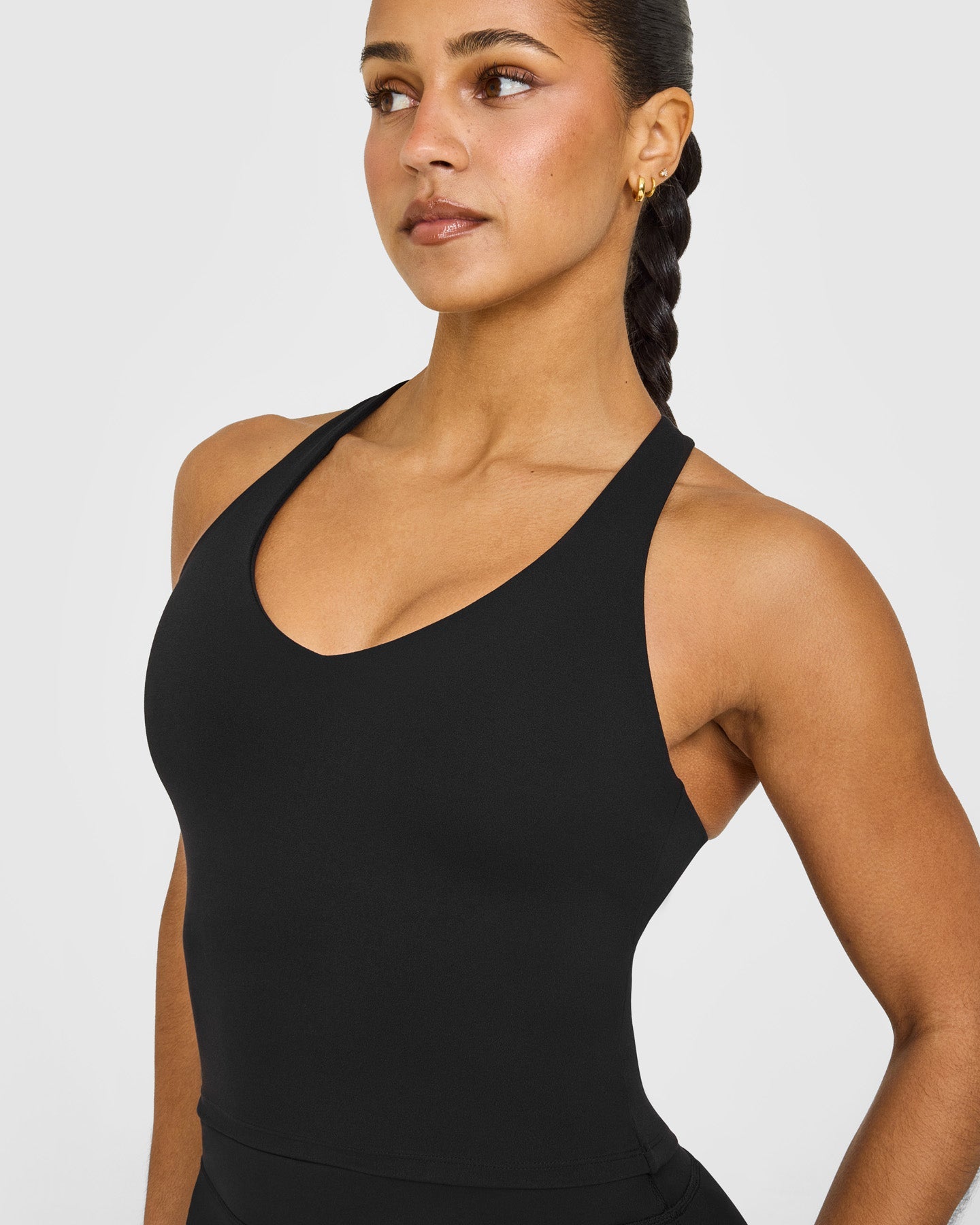 SoftMotion Racer Back Mid Vest with Built in Bra Shelf with White Logo | Black - Image 5