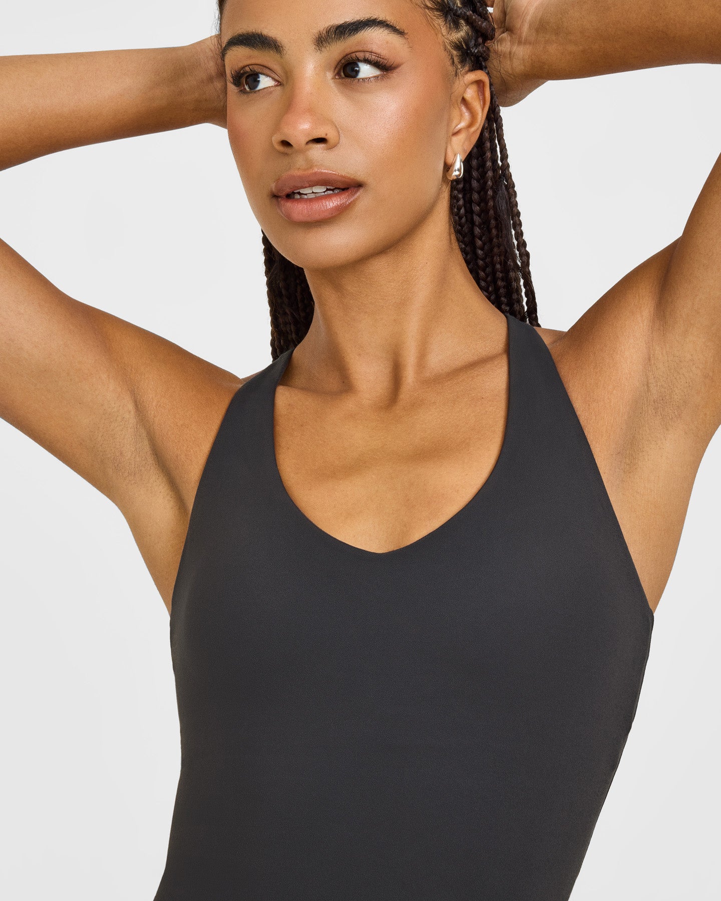 SoftMotion Racer Back Mid Vest with Built in Bra Shelf with White Logo | Coal - Image 5
