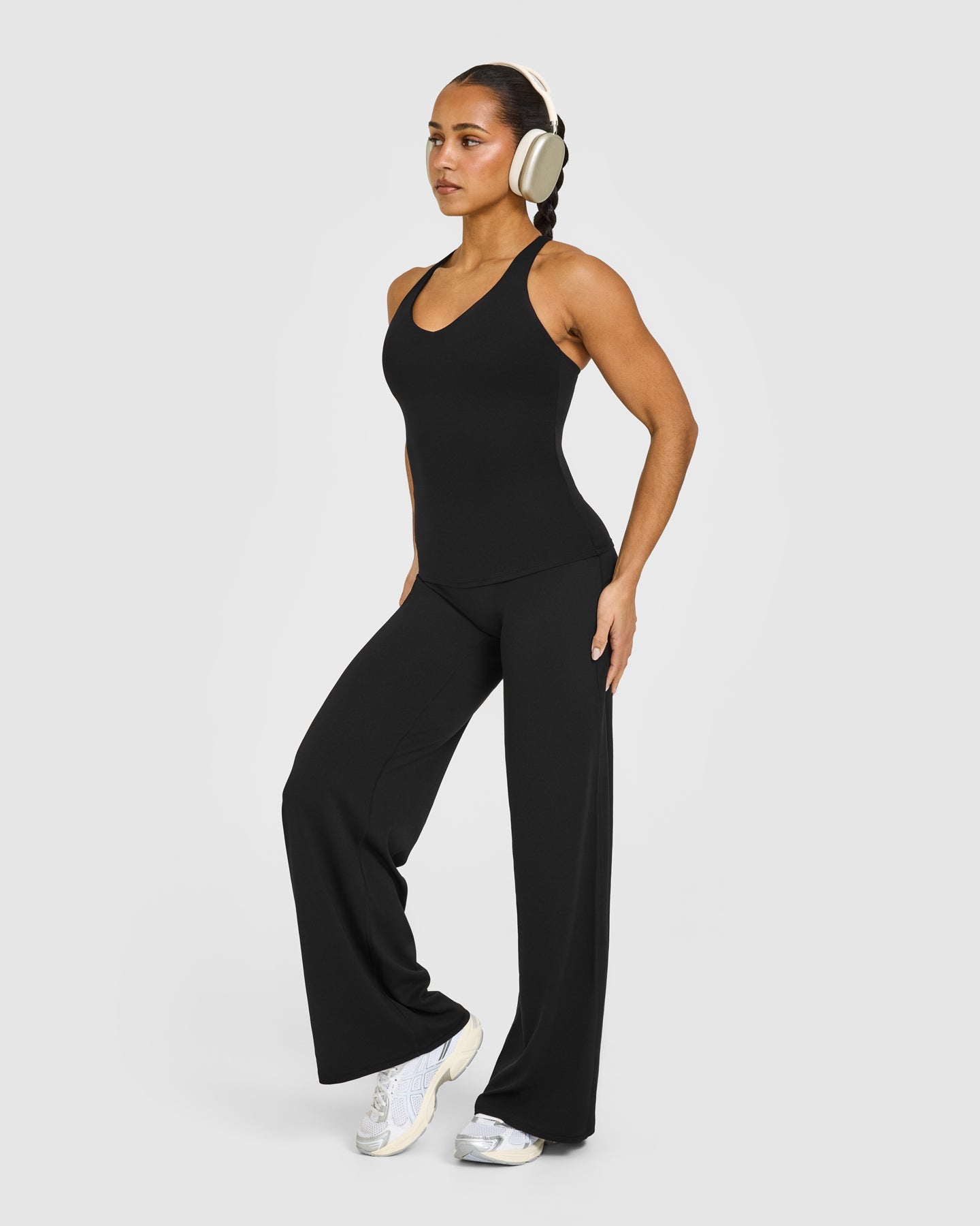 SoftMotion Racer Back Vest with Built in Bra Shelf with White Logo | Black - Image 3