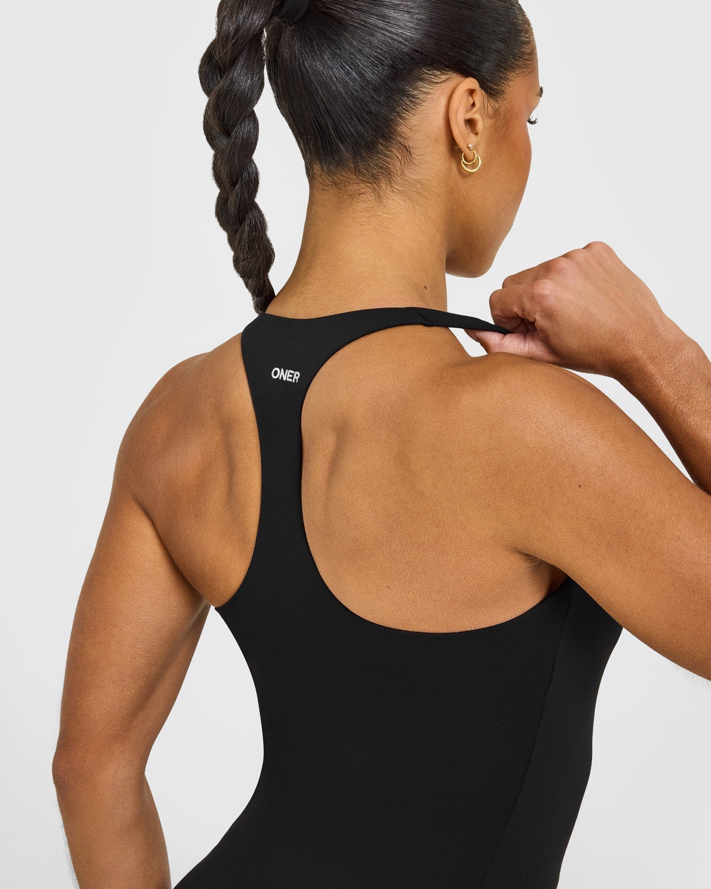 SoftMotion Racer Back Vest with Built in Bra Shelf with White Logo | Black - Image 4
