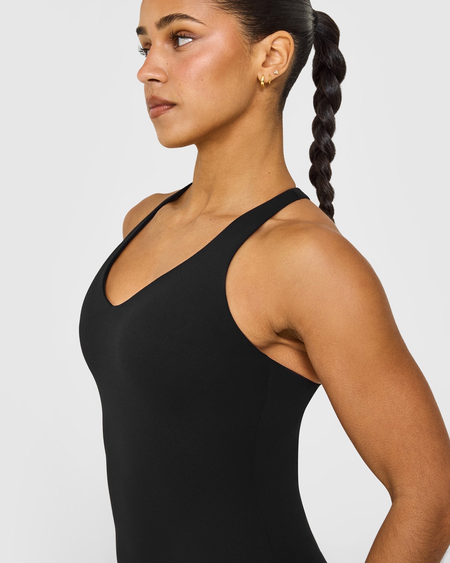 SoftMotion Racer Back Vest with Built in Bra Shelf with White Logo | Black - Image 5
