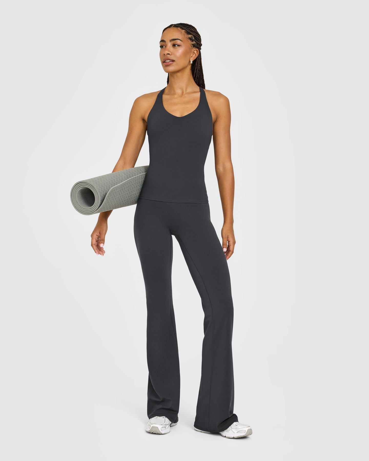 SoftMotion Racer Back Vest with Built in Bra Shelf with White Logo | Coal - Image 3