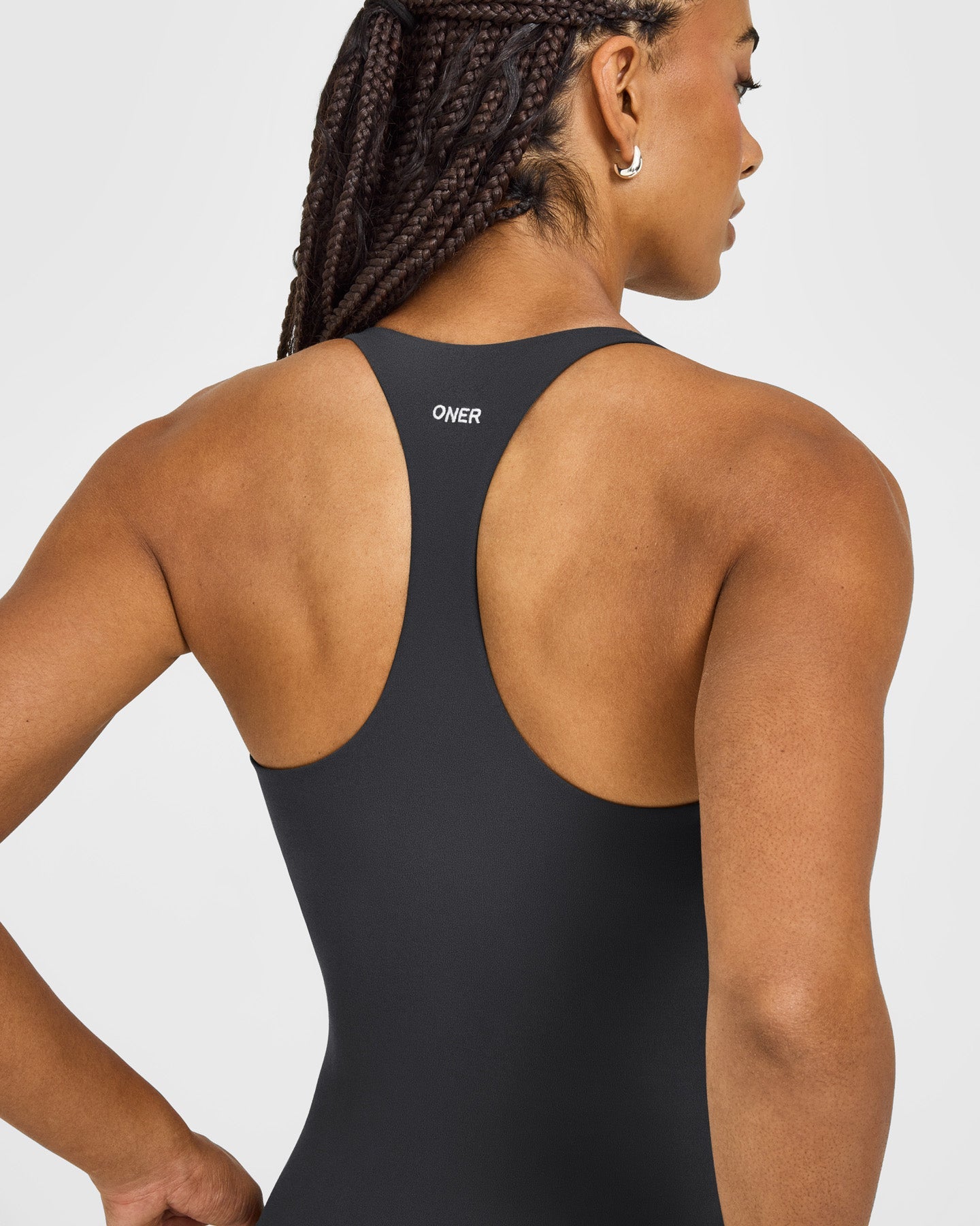 SoftMotion Racer Back Vest with Built in Bra Shelf with White Logo | Coal - Image 5