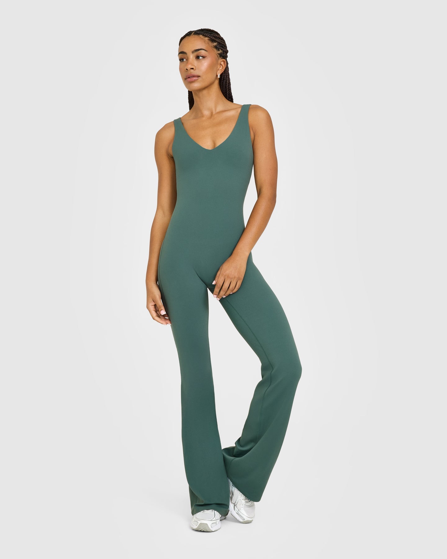SoftMotion Scoop Back Flared All In One Long with White Logo | Iced Green