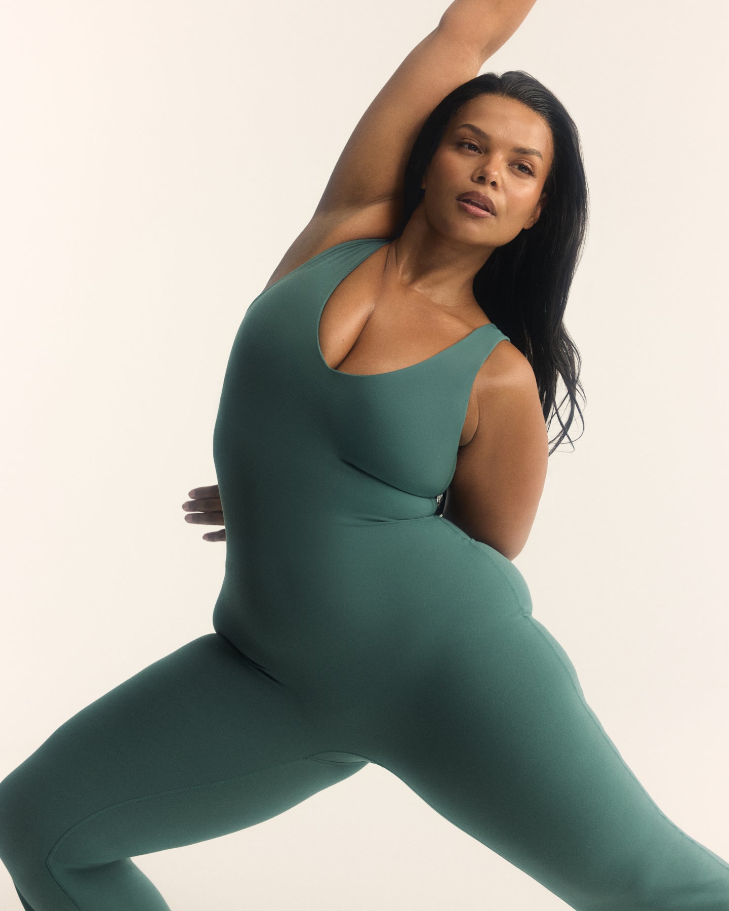 Alternative view of SoftMotion Scoop Back Flared All In One Long with White Logo | Iced Green