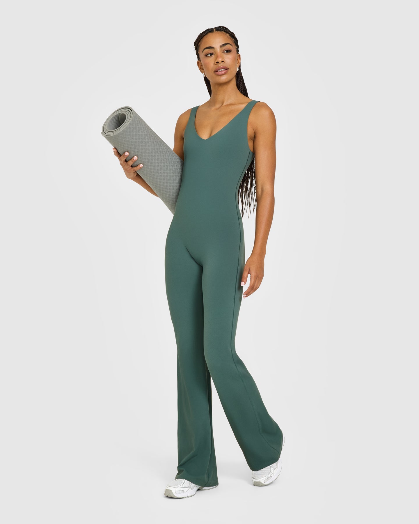 SoftMotion Scoop Back Flared All In One Long with White Logo | Iced Green - Image 3