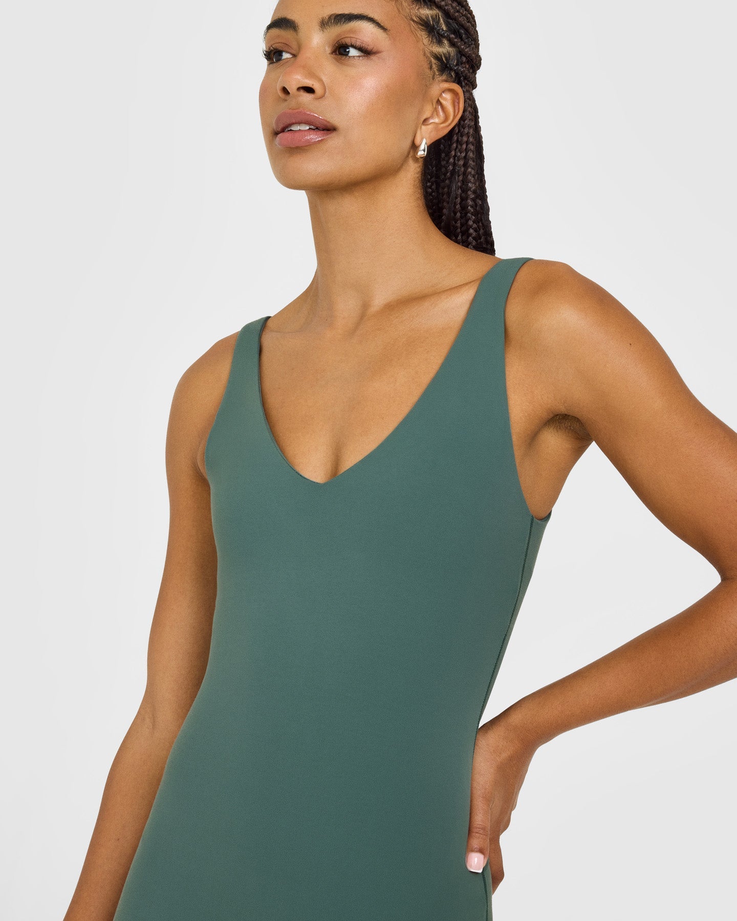 SoftMotion Scoop Back Flared All In One Long with White Logo | Iced Green - Image 5