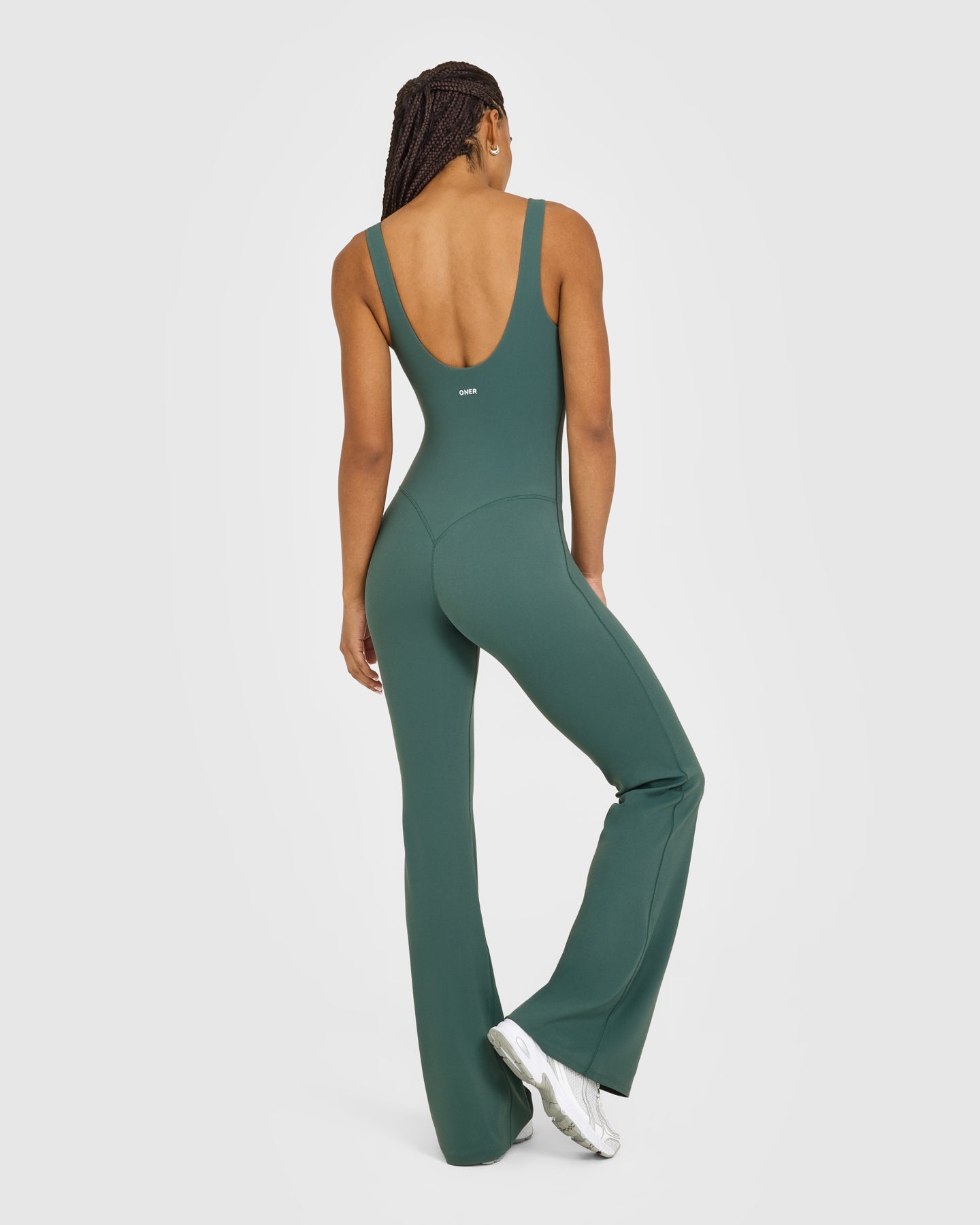 SoftMotion Scoop Back Flared All In One Long with White Logo | Iced Green - Image 6
