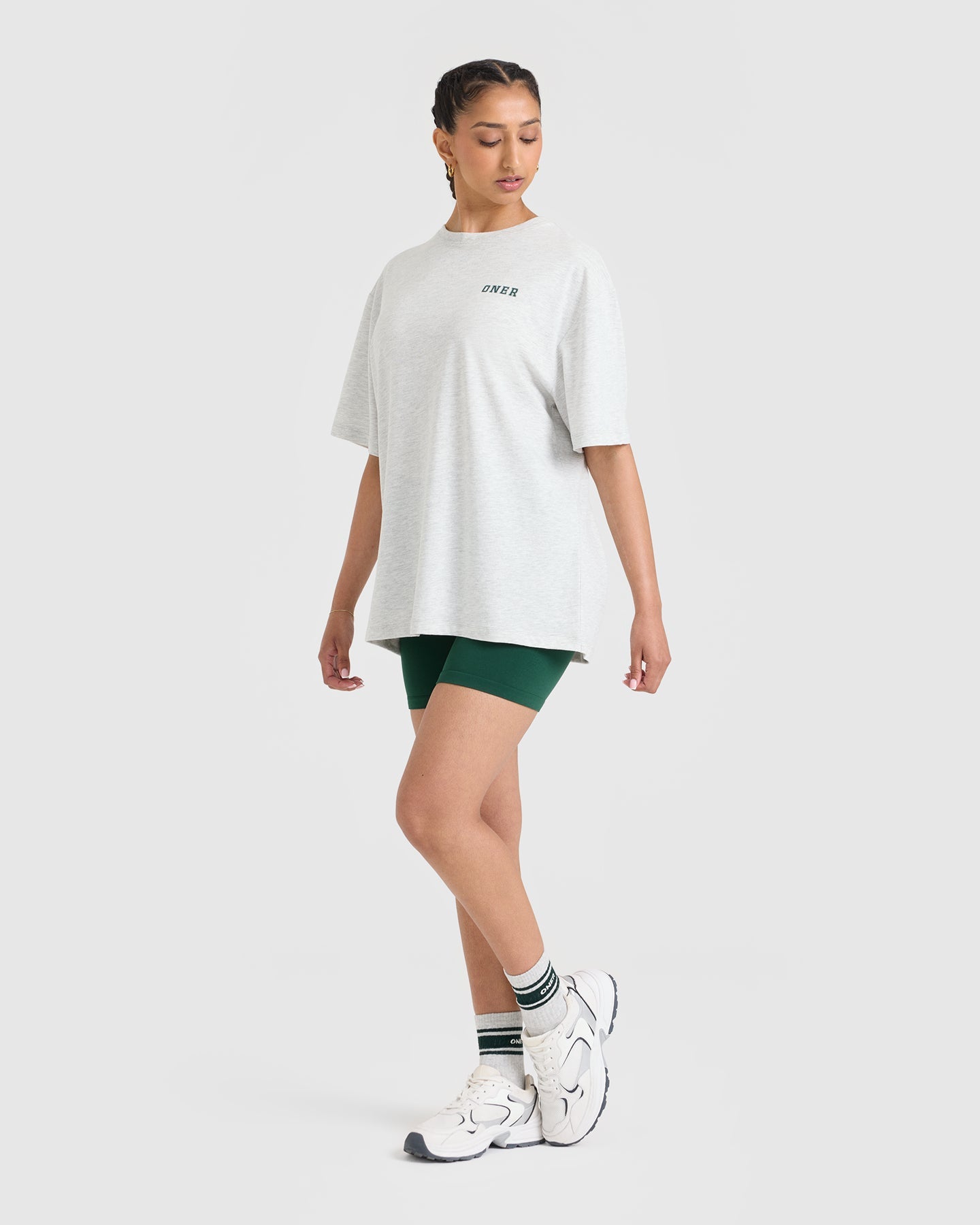 Classic Oversized Lightweight T-Shirt with Printed Logo | Light Grey Marl - Image 3