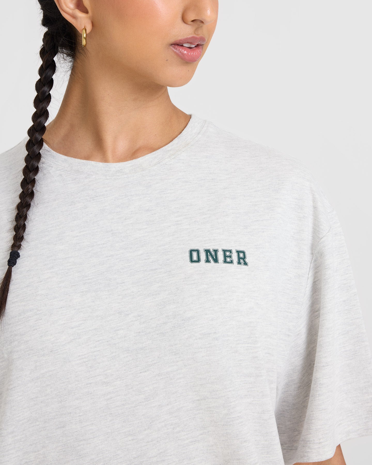 Classic Oversized Lightweight T-Shirt with Printed Logo | Light Grey Marl - Image 4