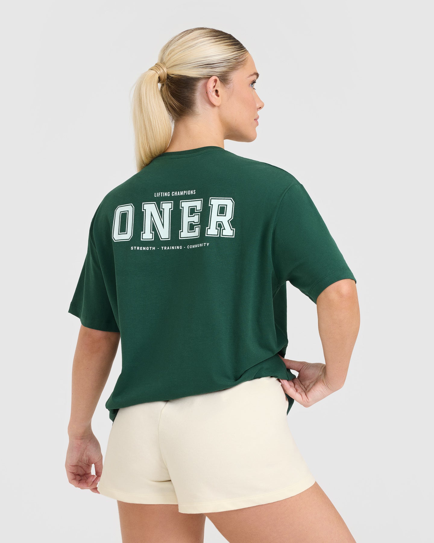 Alternative view of Classic Oversized Lightweight T-Shirt with Printed Logo | Racing Green