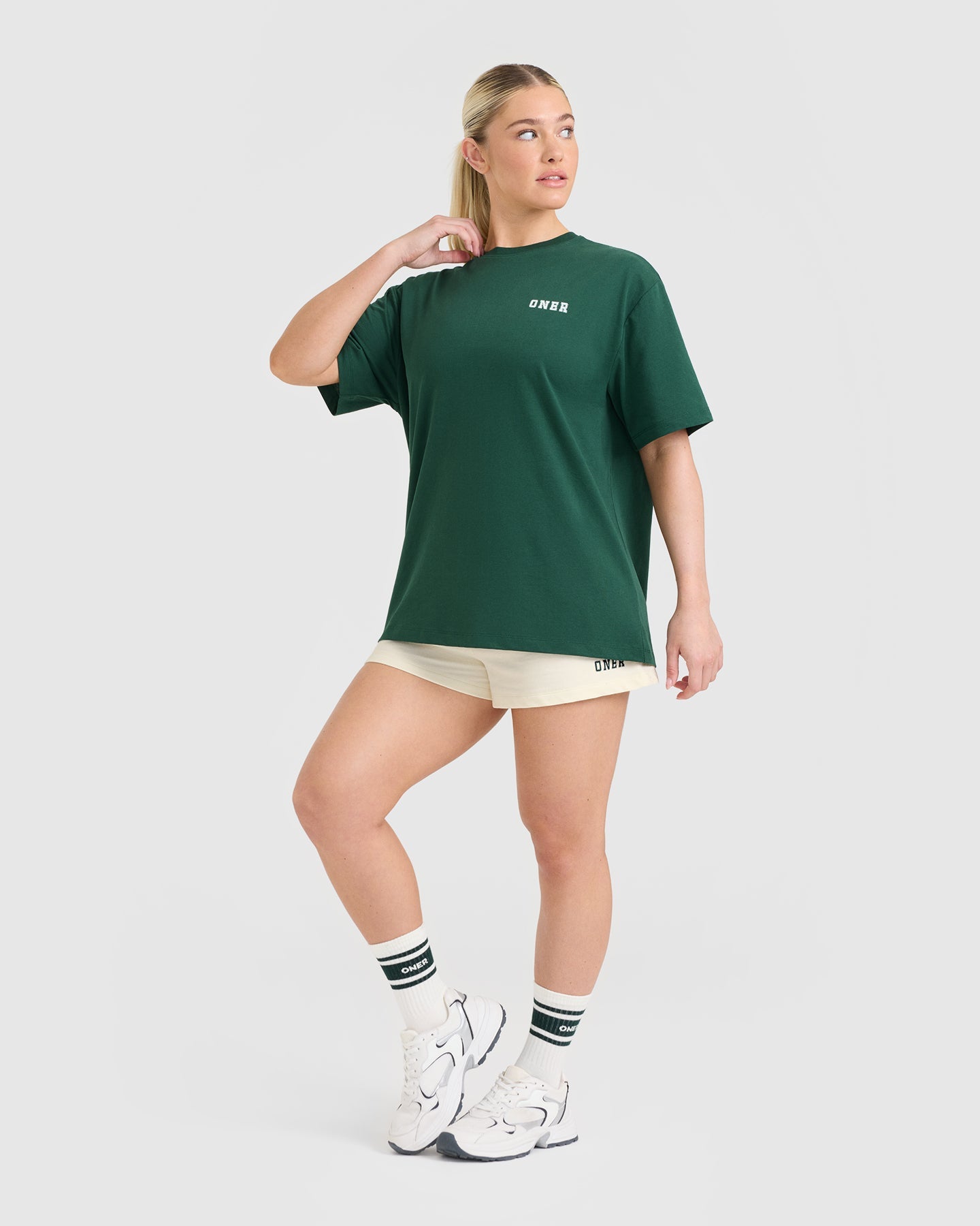 Classic Oversized Lightweight T-Shirt with Printed Logo | Racing Green - Image 3