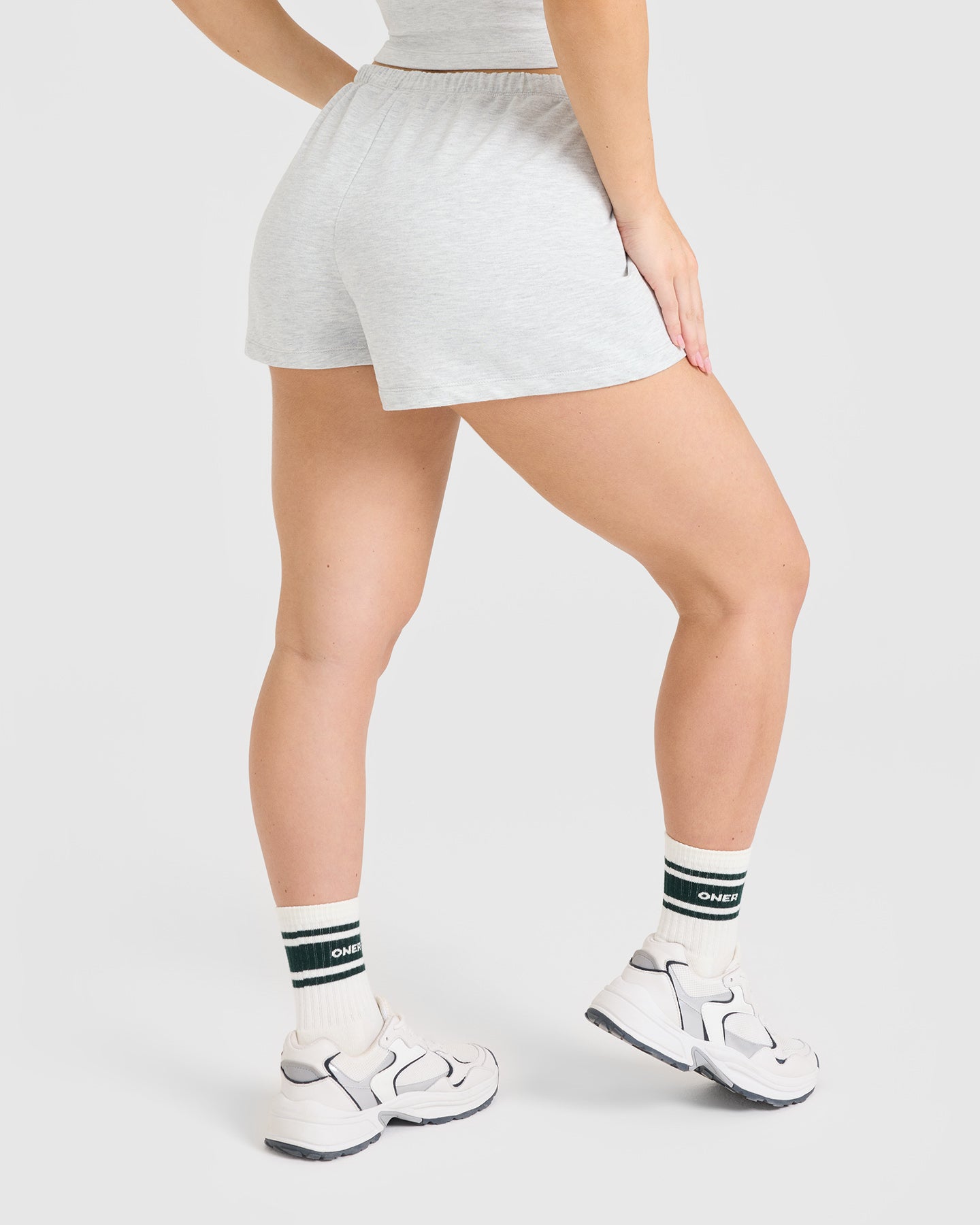 Alternative view of Lightweight Shorts with Printed Logo | Light Grey Marl