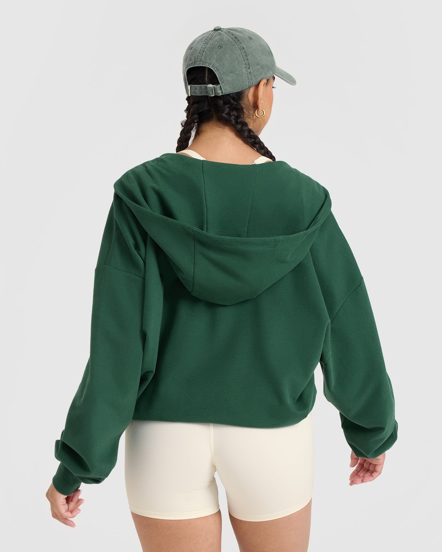 Lightweight Zip Through Hoodie with Printed Logo | Racing Green - Image 2