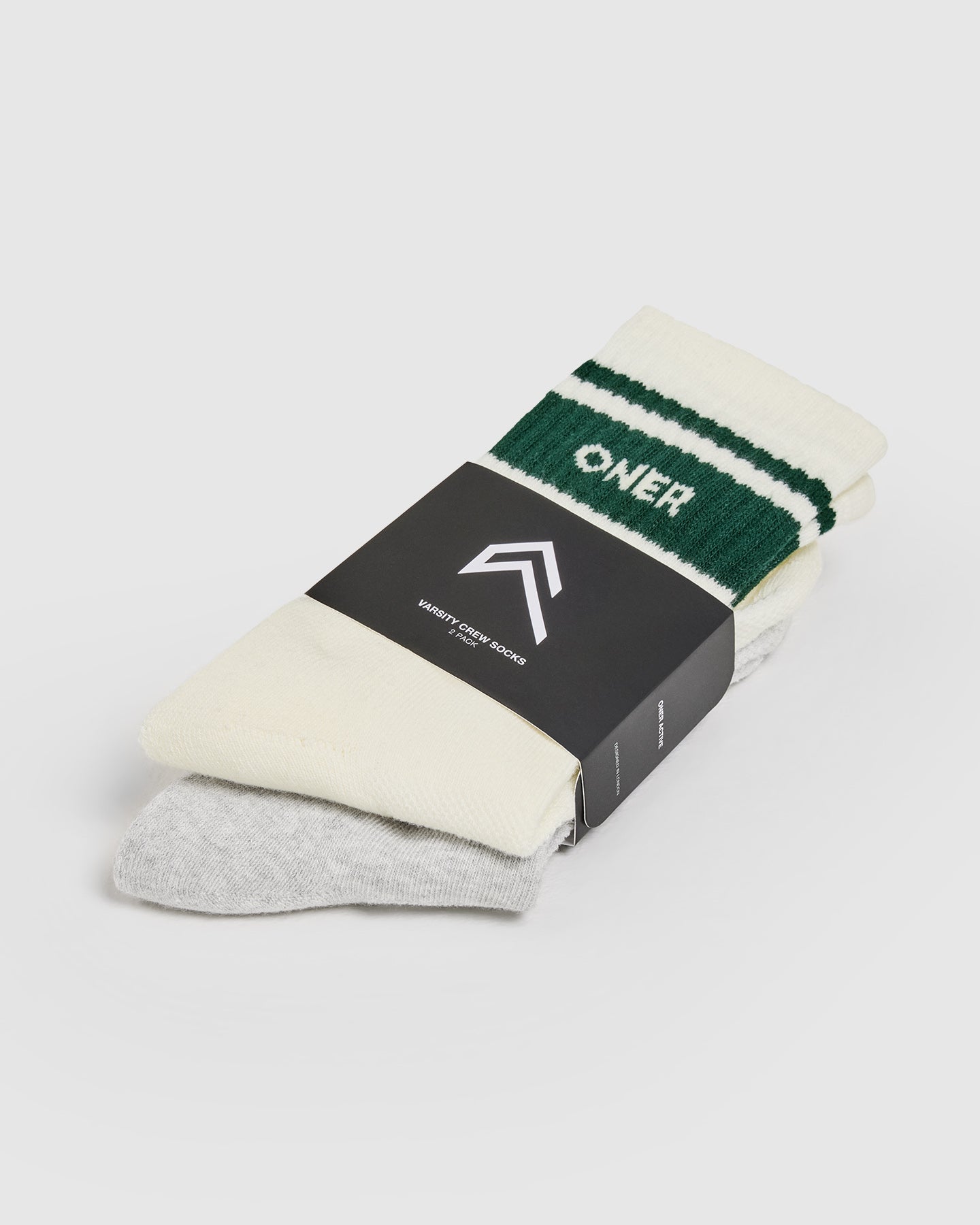 Alternative view of Varsity Crew Socks 2 Pack | Off White/Grey Marl/Racing Green