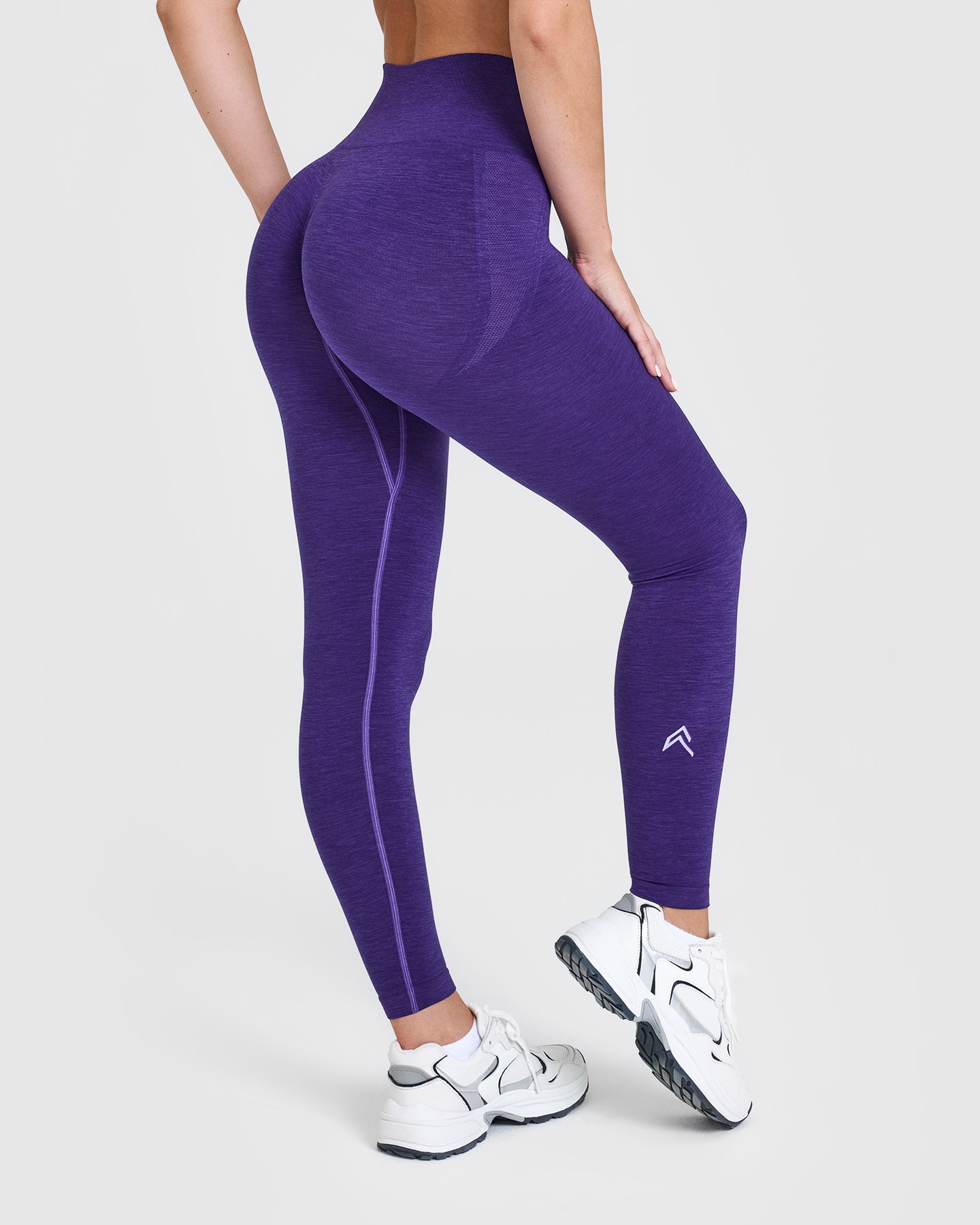 EffortlessLift Seamless Leggings with White Logo | Amethyst - Image 2