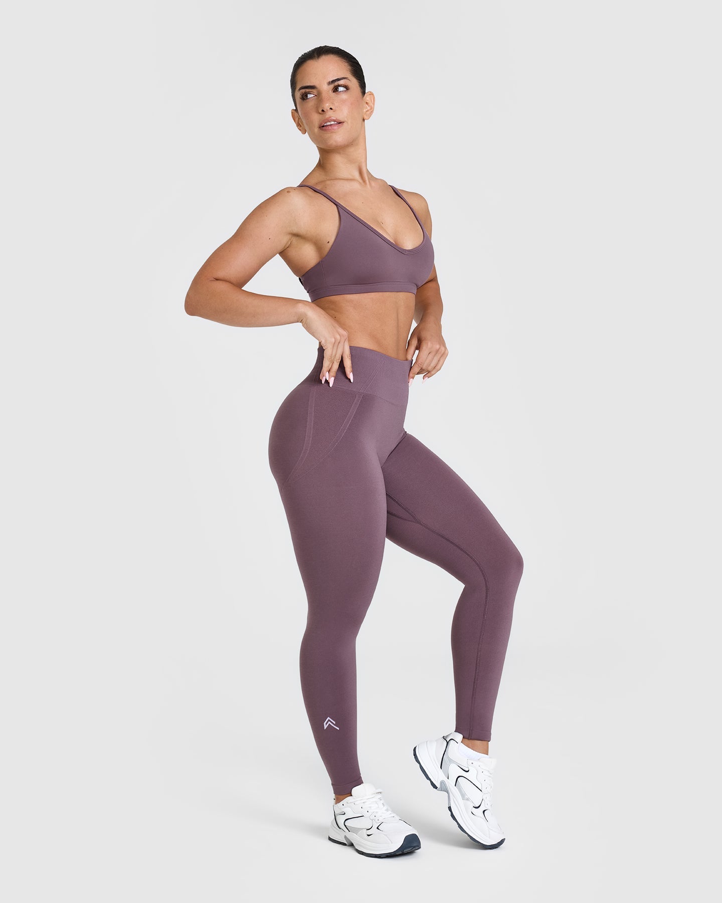 EffortlessLift Seamless Leggings with White Logo | Vintage Purple - Image 3