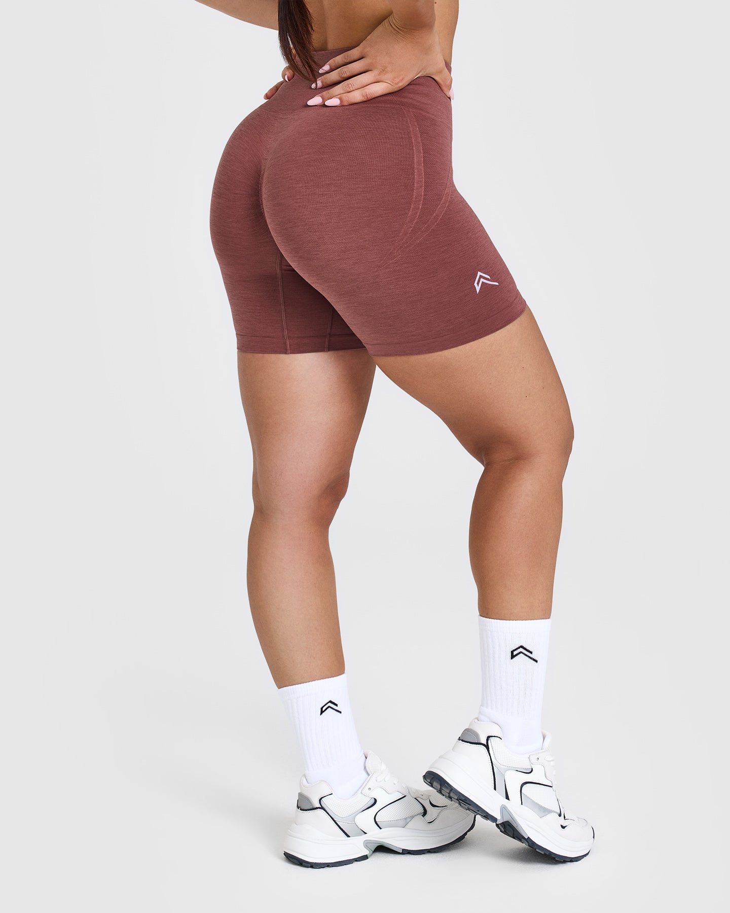EffortlessLift Seamless Shorts with White Logo | Berry - Image 2