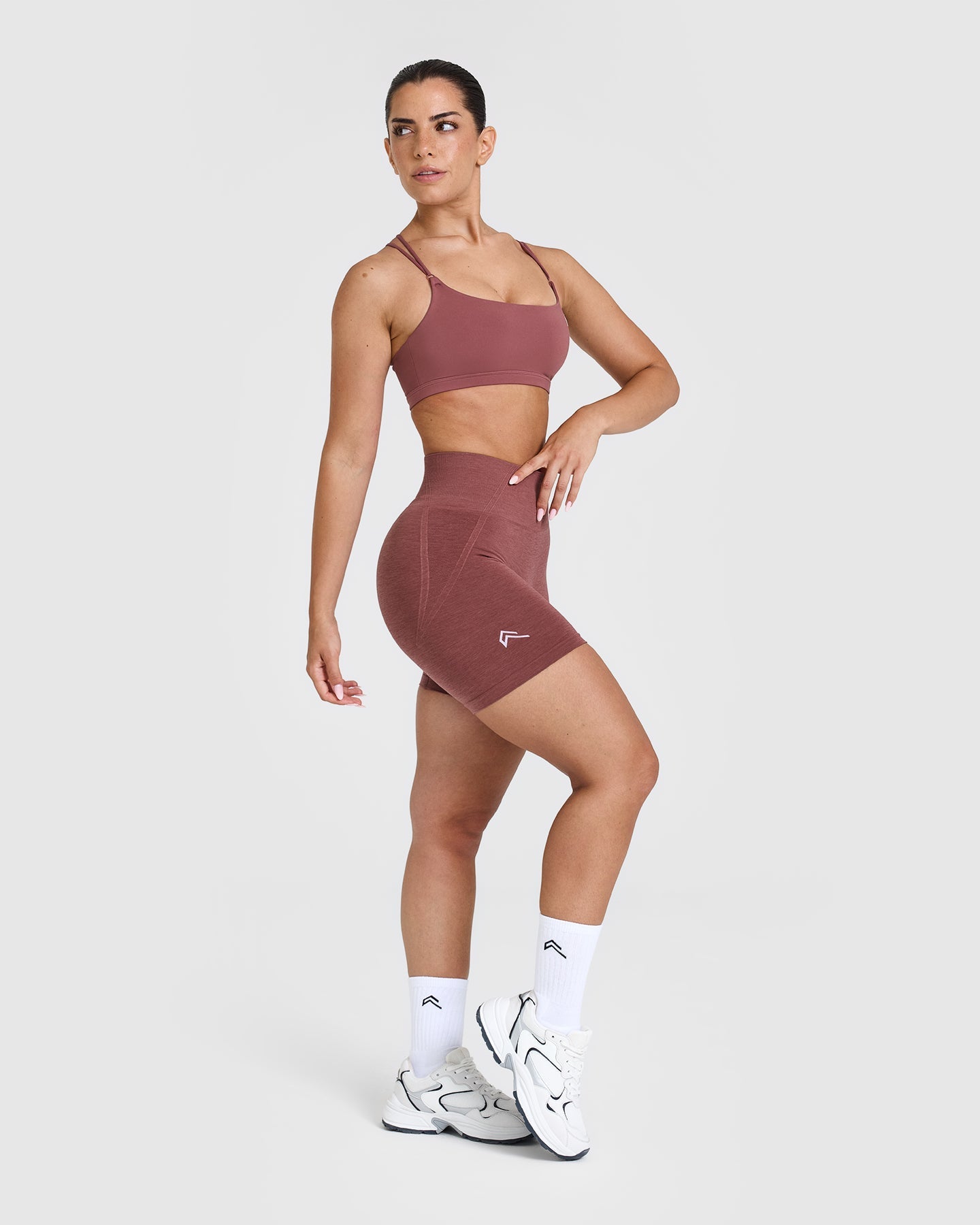 EffortlessLift Seamless Shorts with White Logo | Berry - Image 3