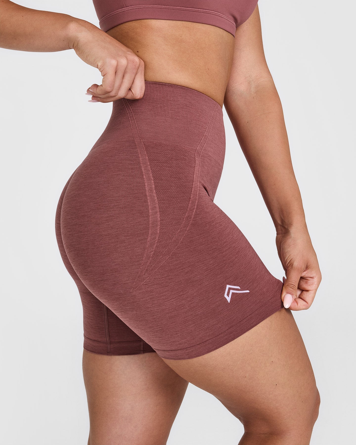 EffortlessLift Seamless Shorts with White Logo | Berry - Image 4