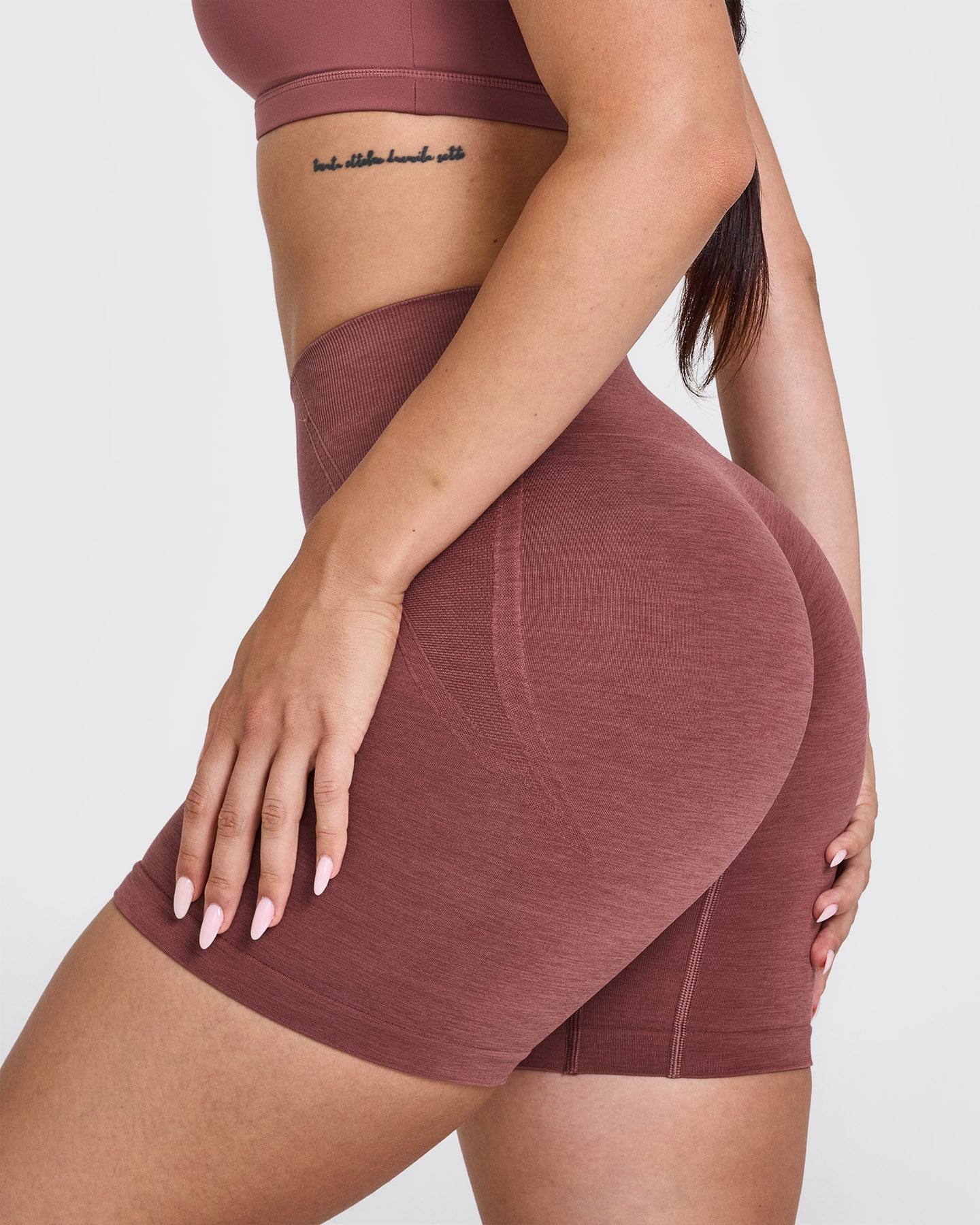 EffortlessLift Seamless Shorts with White Logo | Berry - Image 5