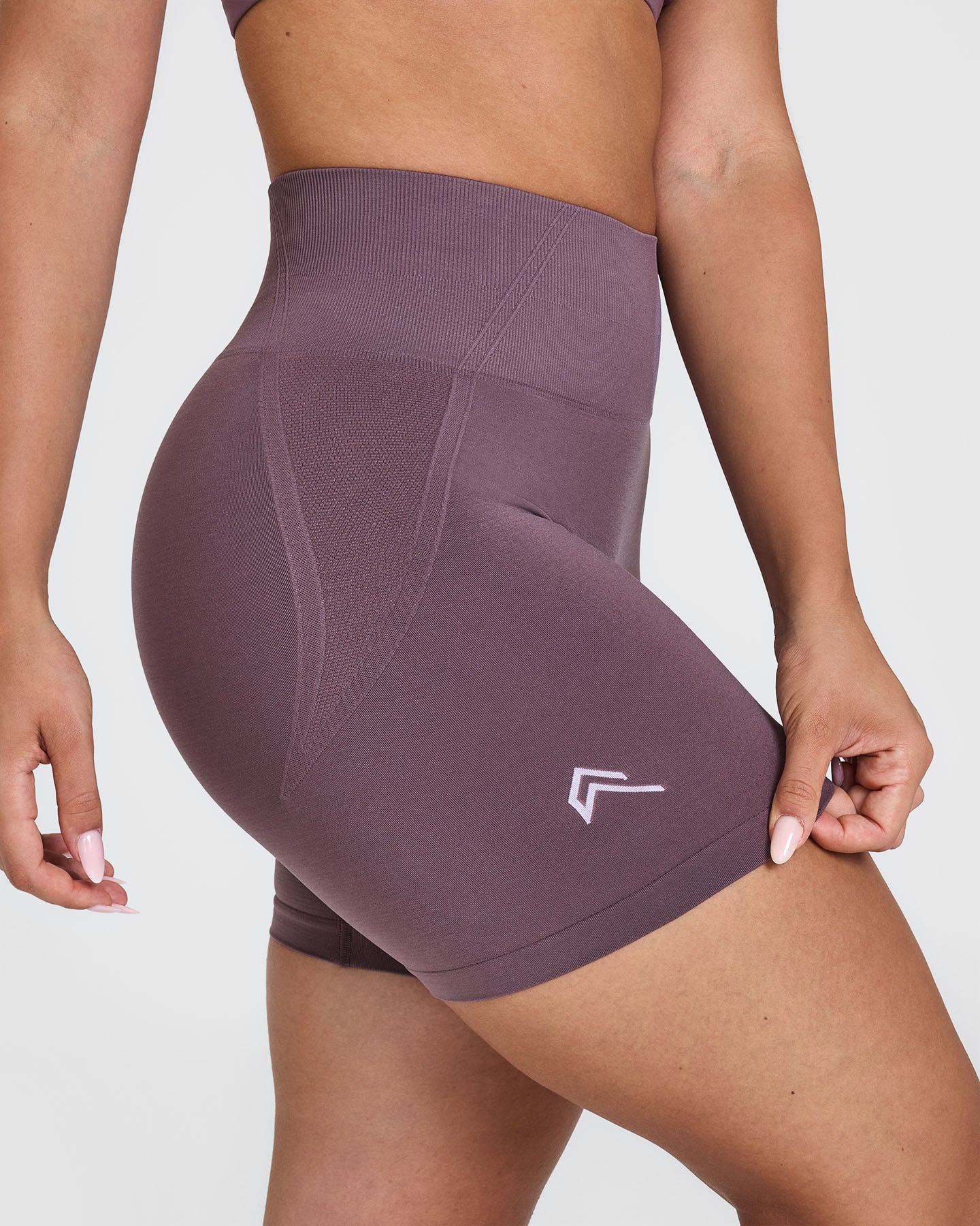 EffortlessLift Seamless Shorts with White Logo | Vintage Purple - Image 4