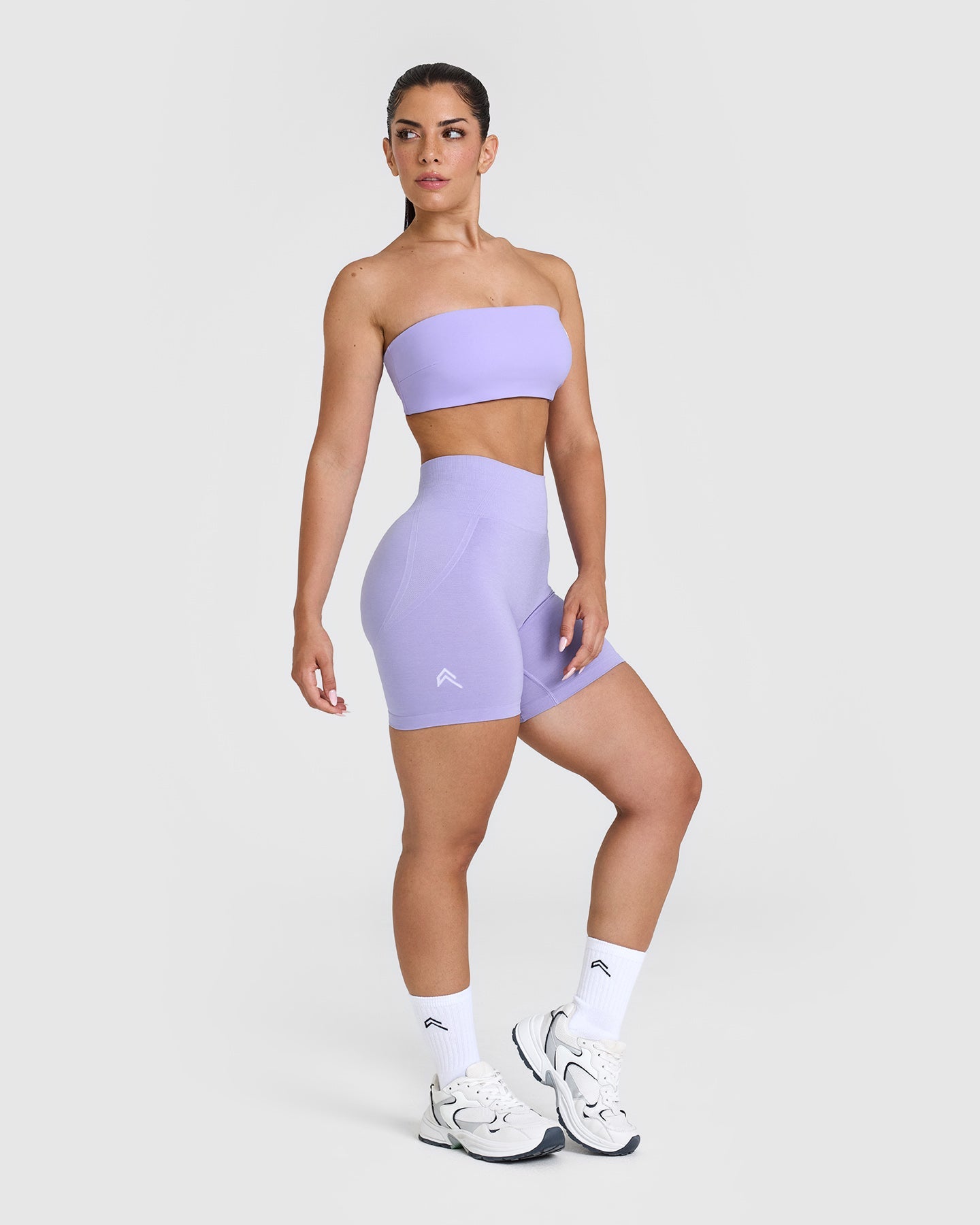 EffortlessLift Seamless Shorts with White Logo | Vintage Violet - Image 3