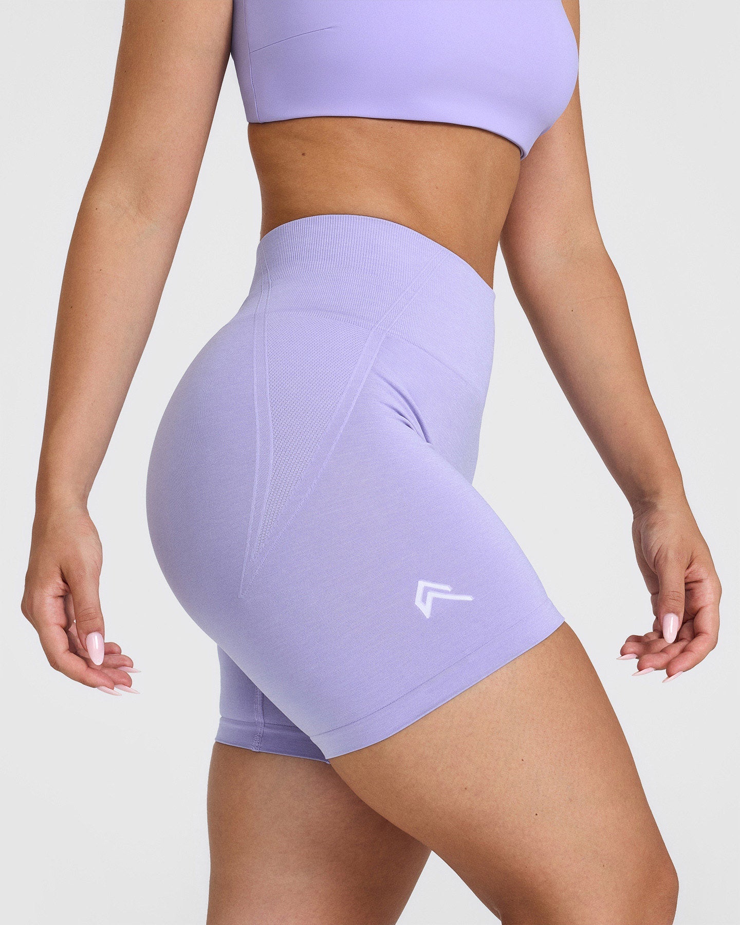 EffortlessLift Seamless Shorts with White Logo | Vintage Violet - Image 4