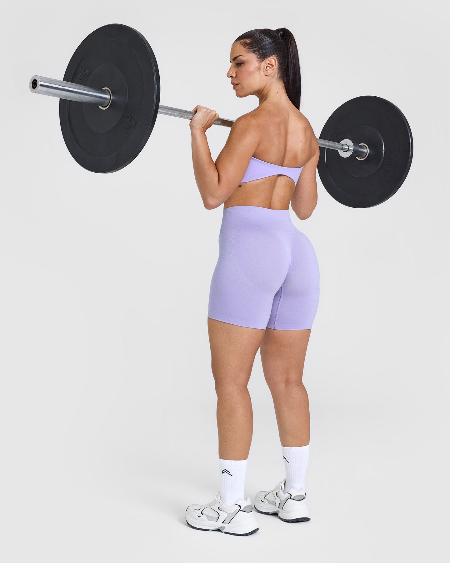 EffortlessLift Seamless Shorts with White Logo | Vintage Violet - Image 6