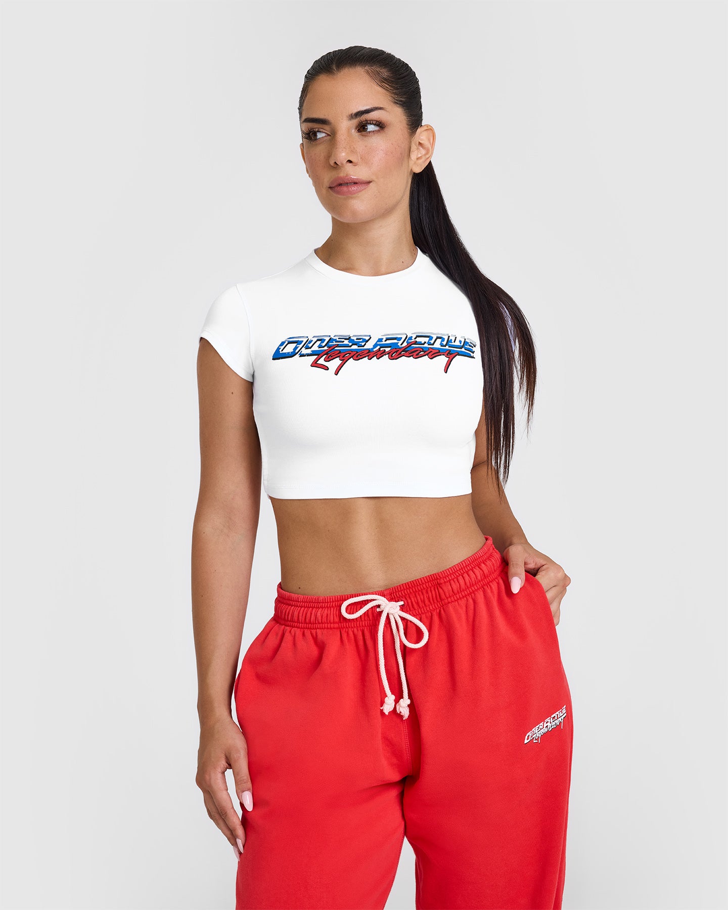Alternative view of Vintage Open Back Crop T-Shirt with Graphic | White