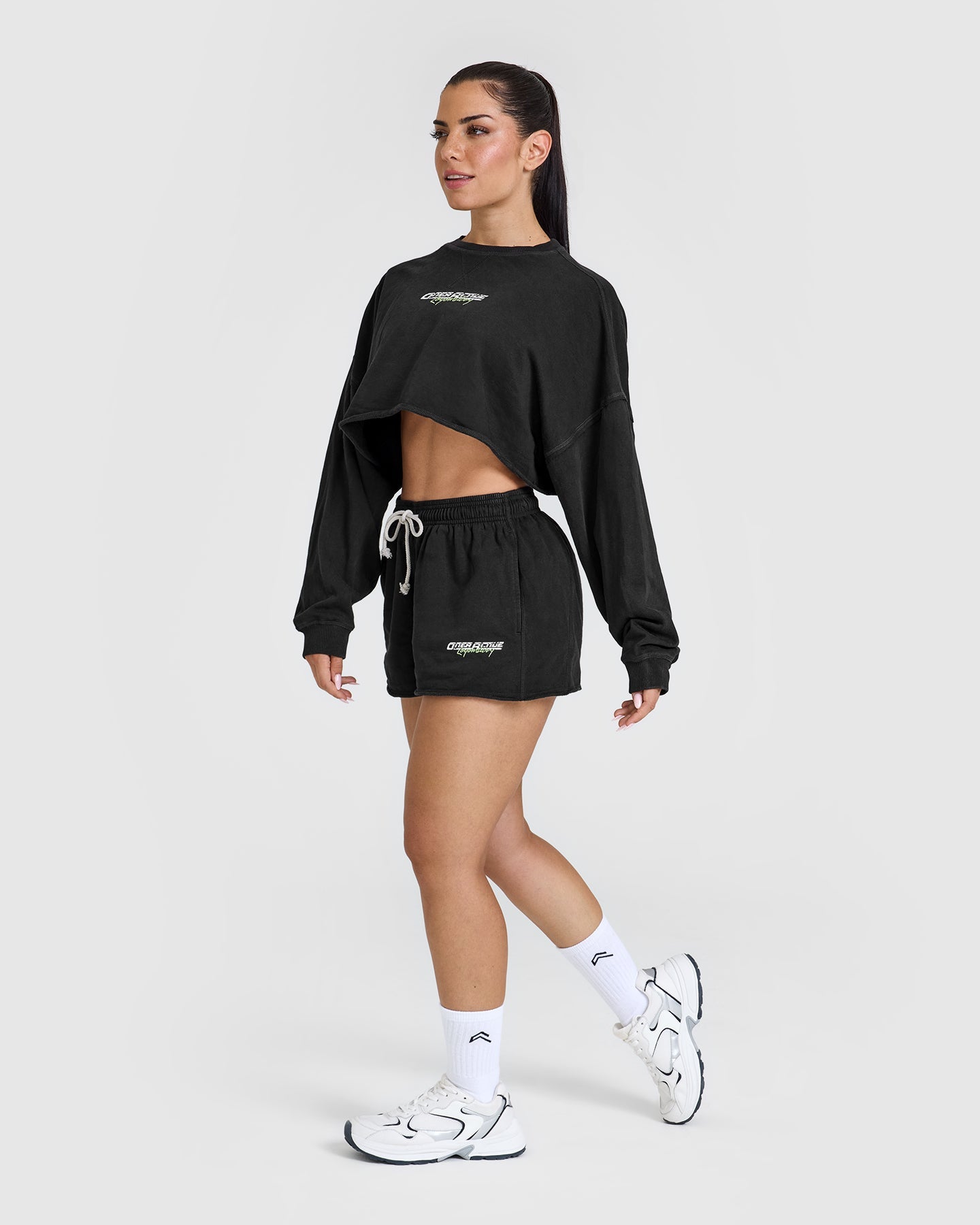 Raw Lounge Oversized Shorts with Graphic | Washed Black - Image 3