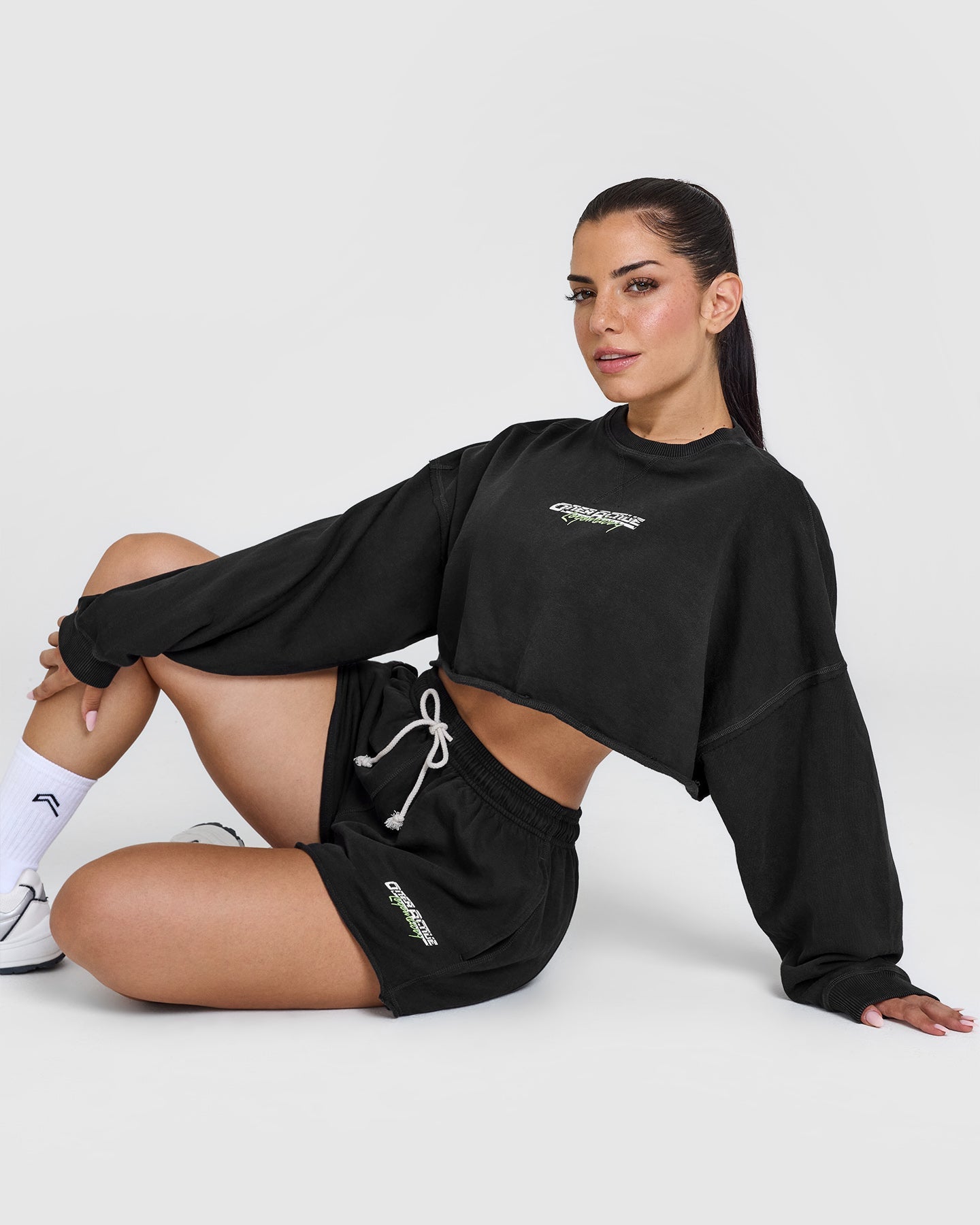 Raw Lounge Oversized Shorts with Graphic | Washed Black - Image 5
