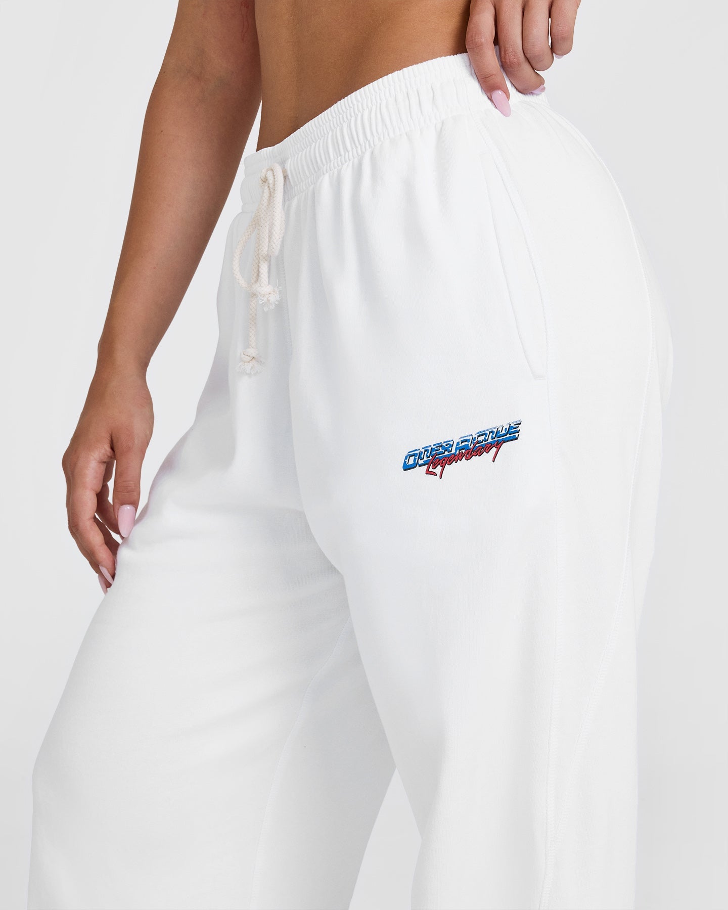Raw Lounge Wide Leg Joggers with Graphic | White - Image 6
