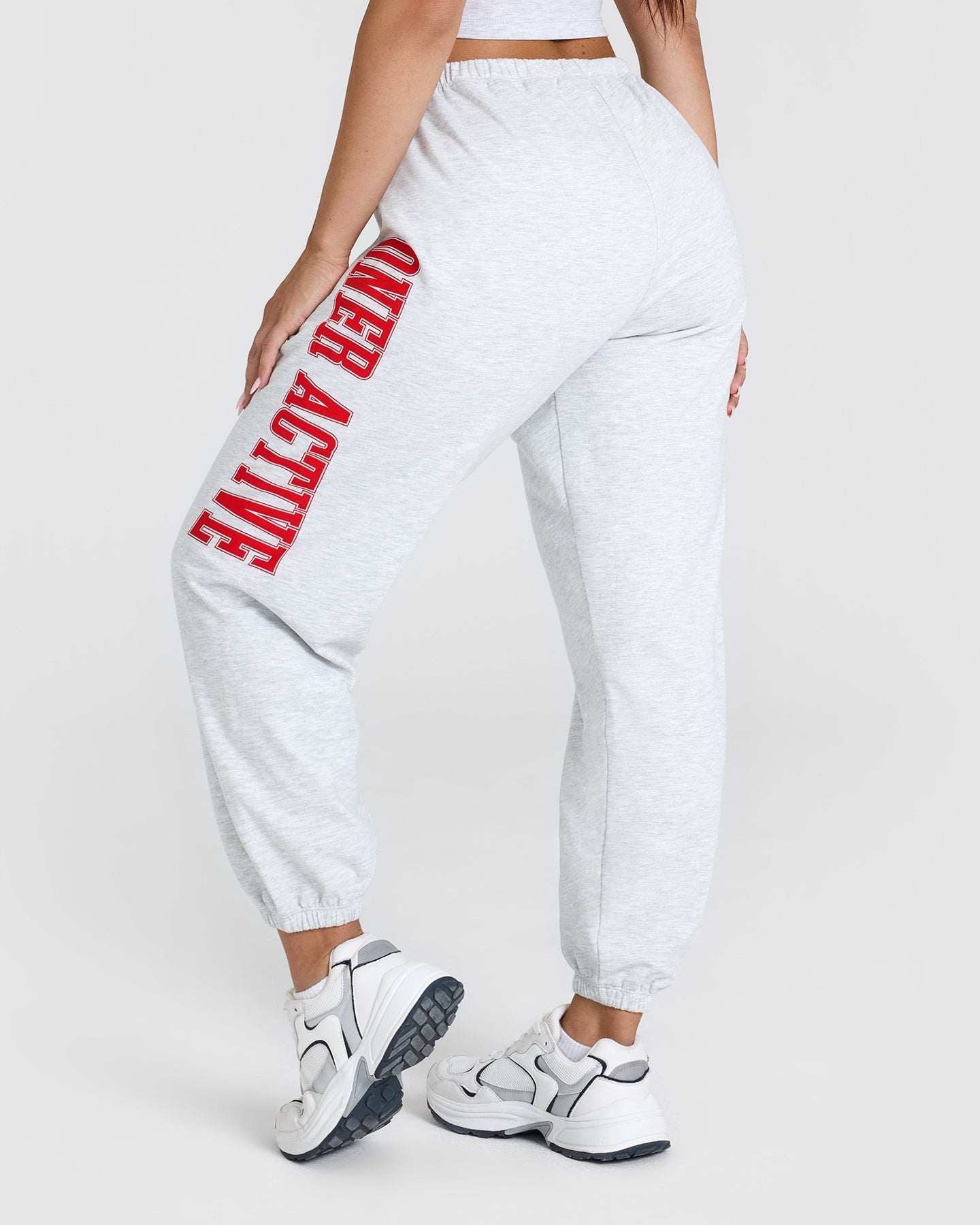 Alternative view of Lightweight Joggers with Red Graphic | Light Grey Marl