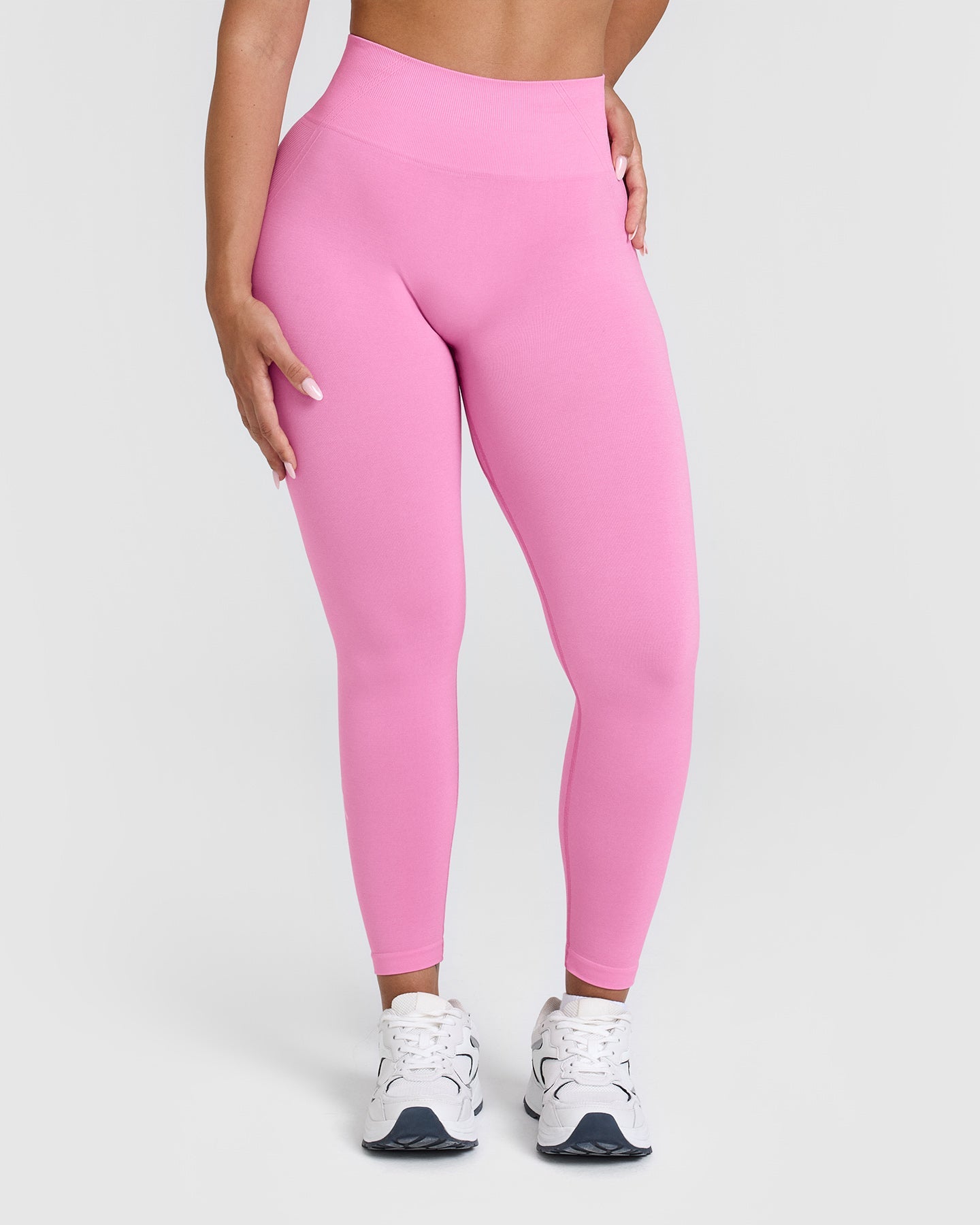 EffortlessLift Seamless Leggings with White Logo | Power Pink