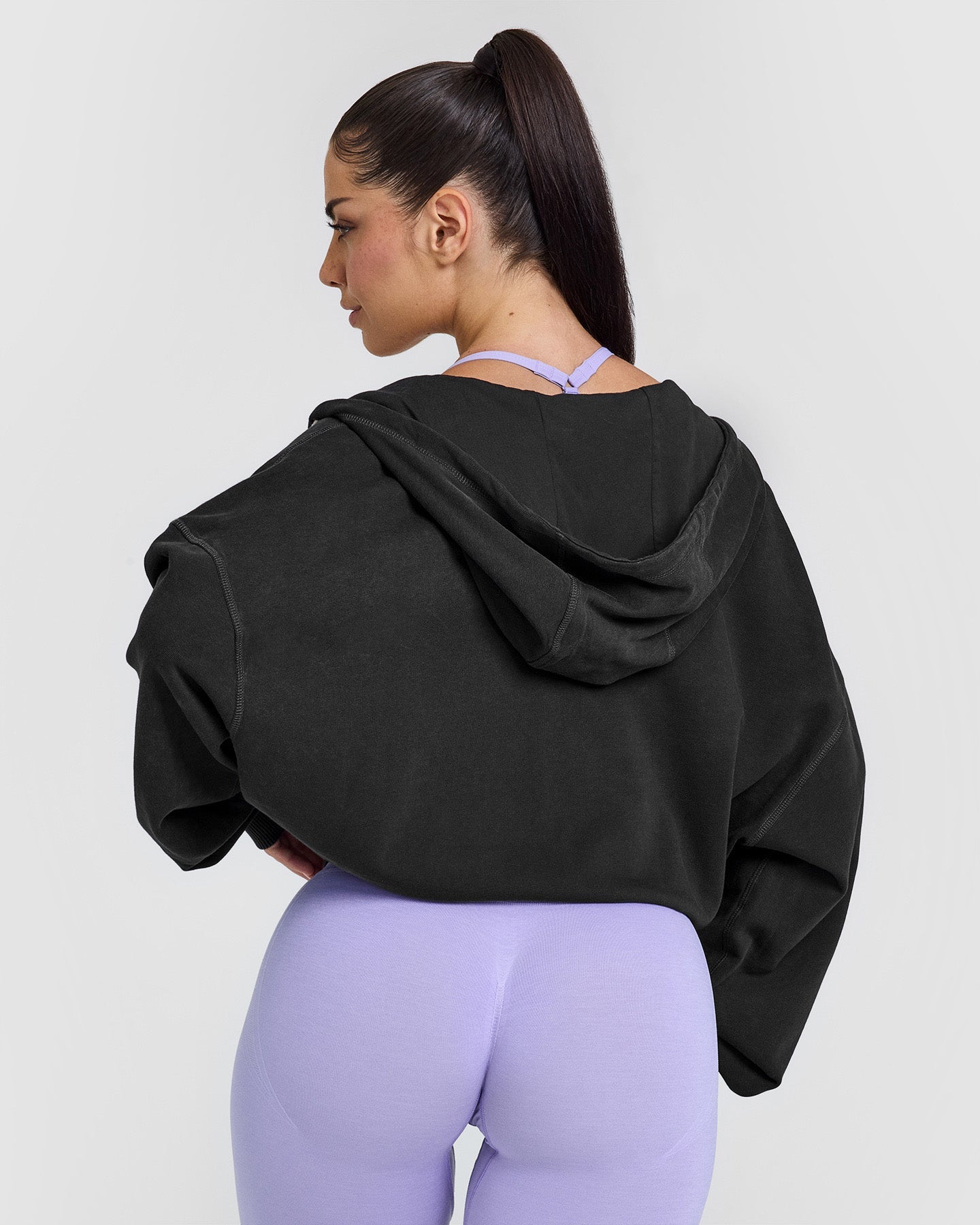 Alternative view of Raw Lounge Oversized Zip Through Hoodie with Graphic | Washed Black