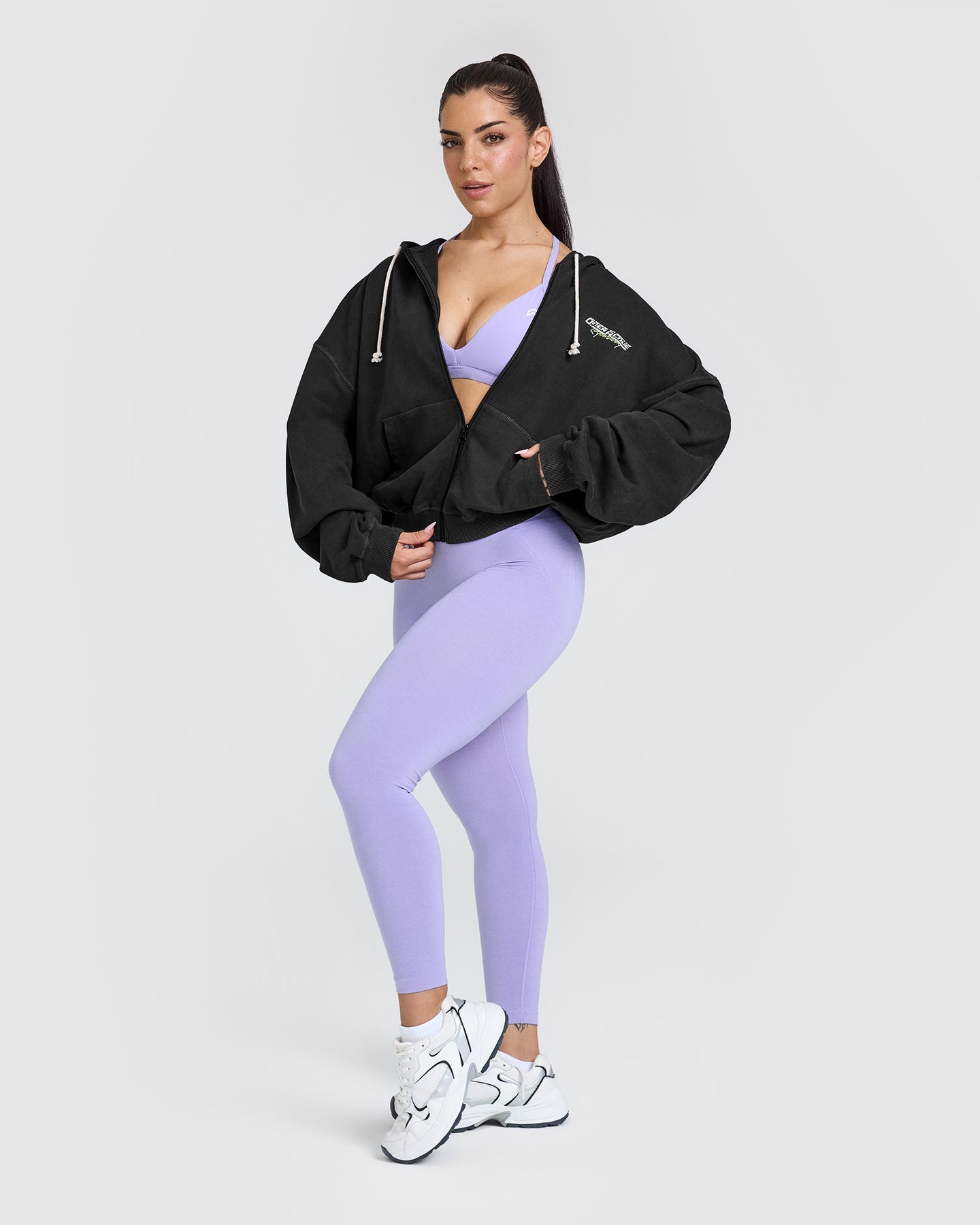Raw Lounge Oversized Zip Through Hoodie with Graphic | Washed Black - Image 3