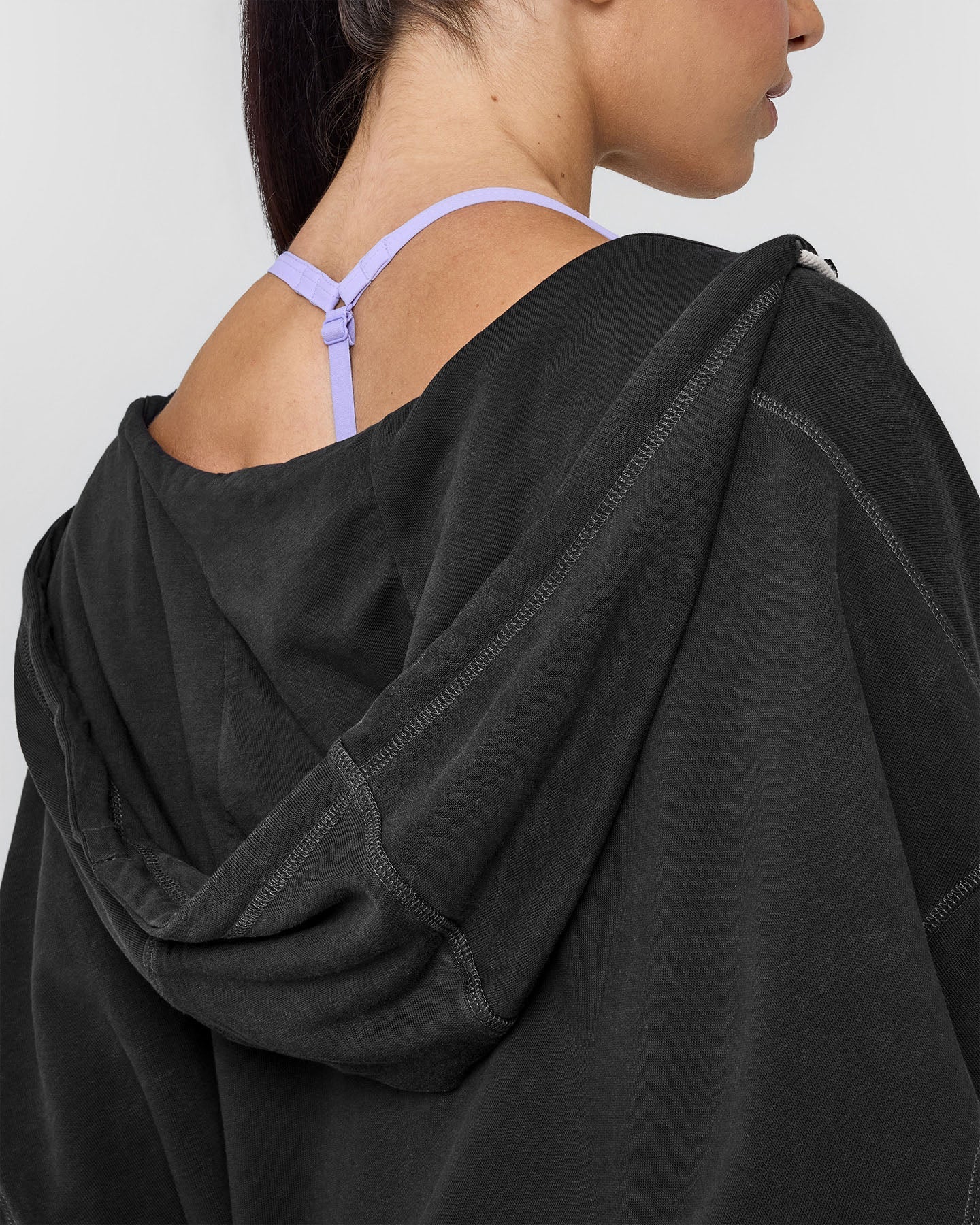 Raw Lounge Oversized Zip Through Hoodie with Graphic | Washed Black - Image 5