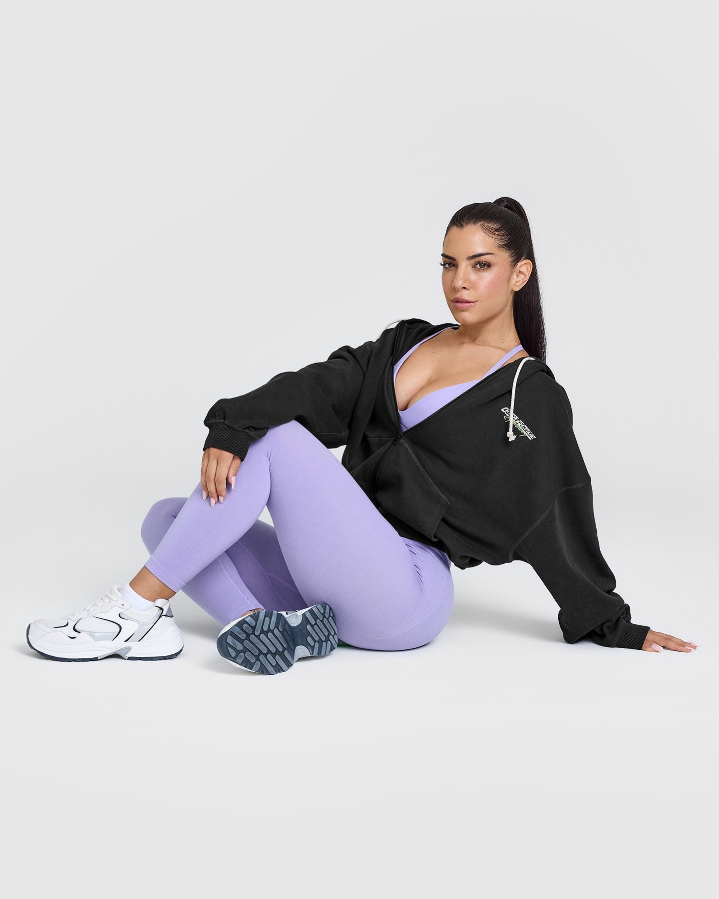 Raw Lounge Oversized Zip Through Hoodie with Graphic | Washed Black - Image 6