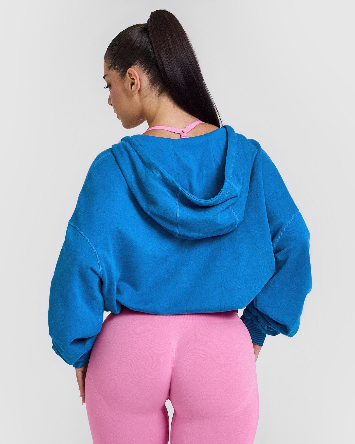 Alternative view of Raw Lounge Oversized Zip Through Hoodie with Graphic | Retro Blue