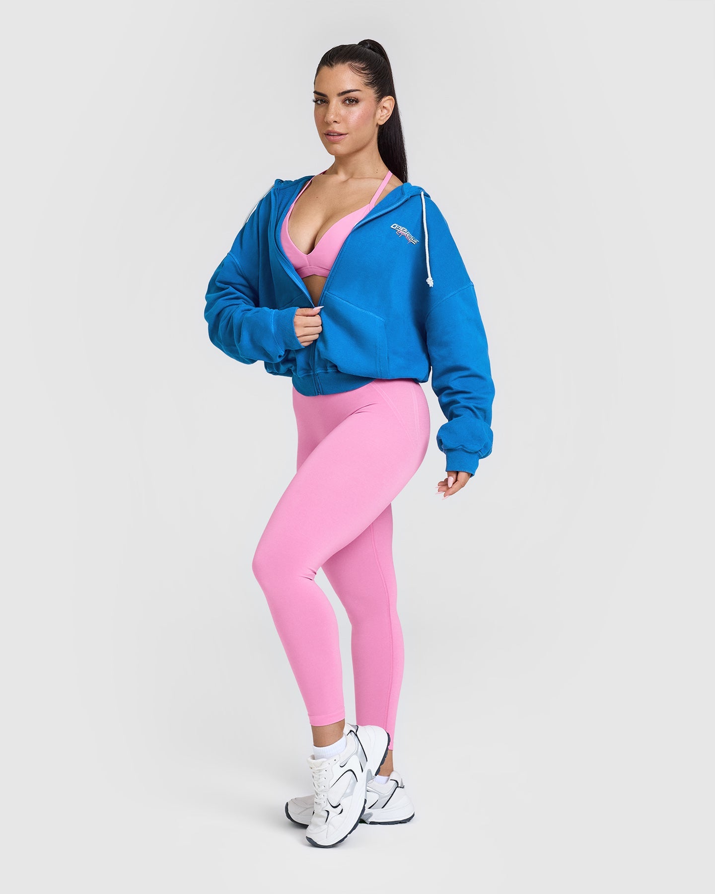 Raw Lounge Oversized Zip Through Hoodie with Graphic | Retro Blue - Image 3