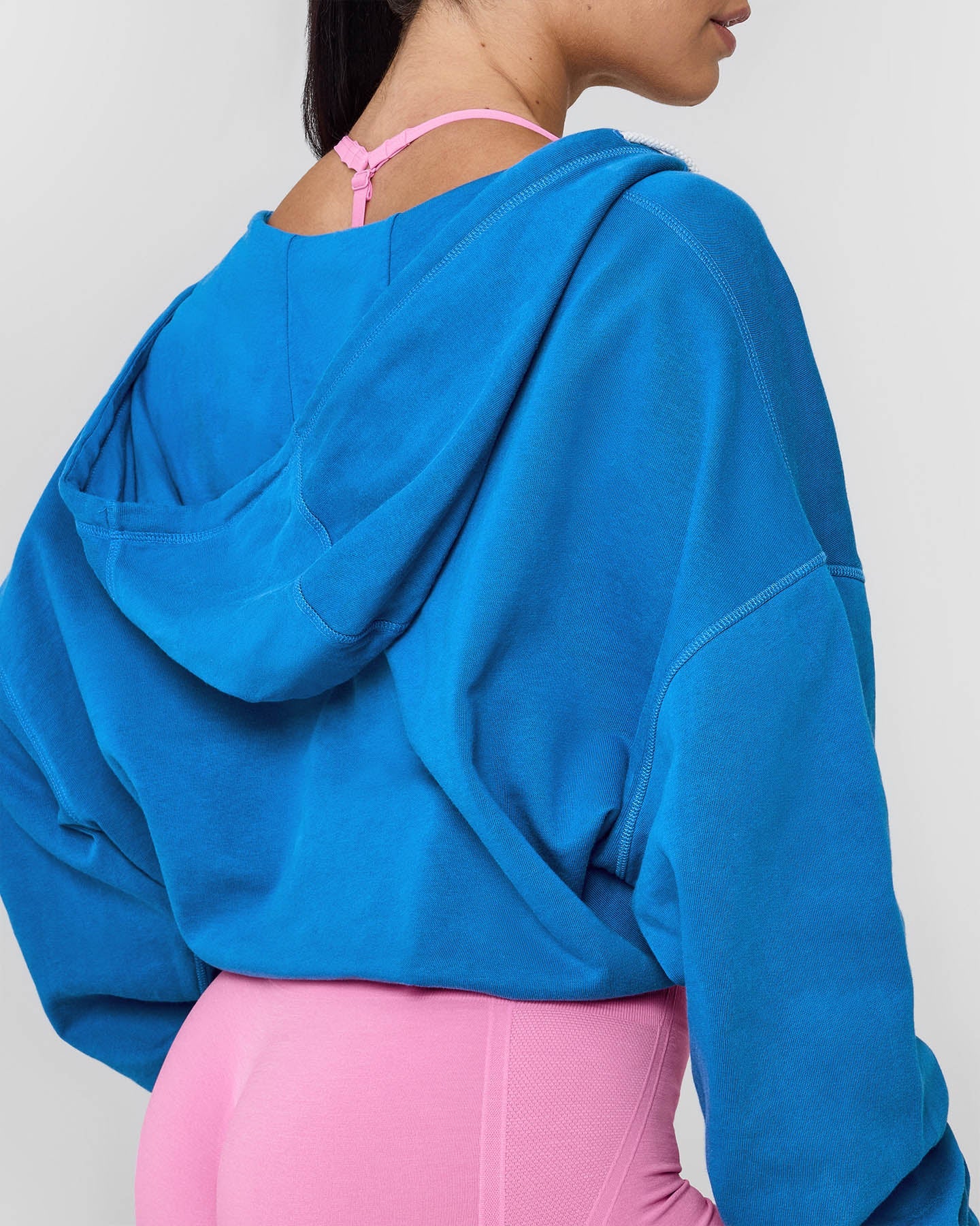 Raw Lounge Oversized Zip Through Hoodie with Graphic | Retro Blue - Image 5