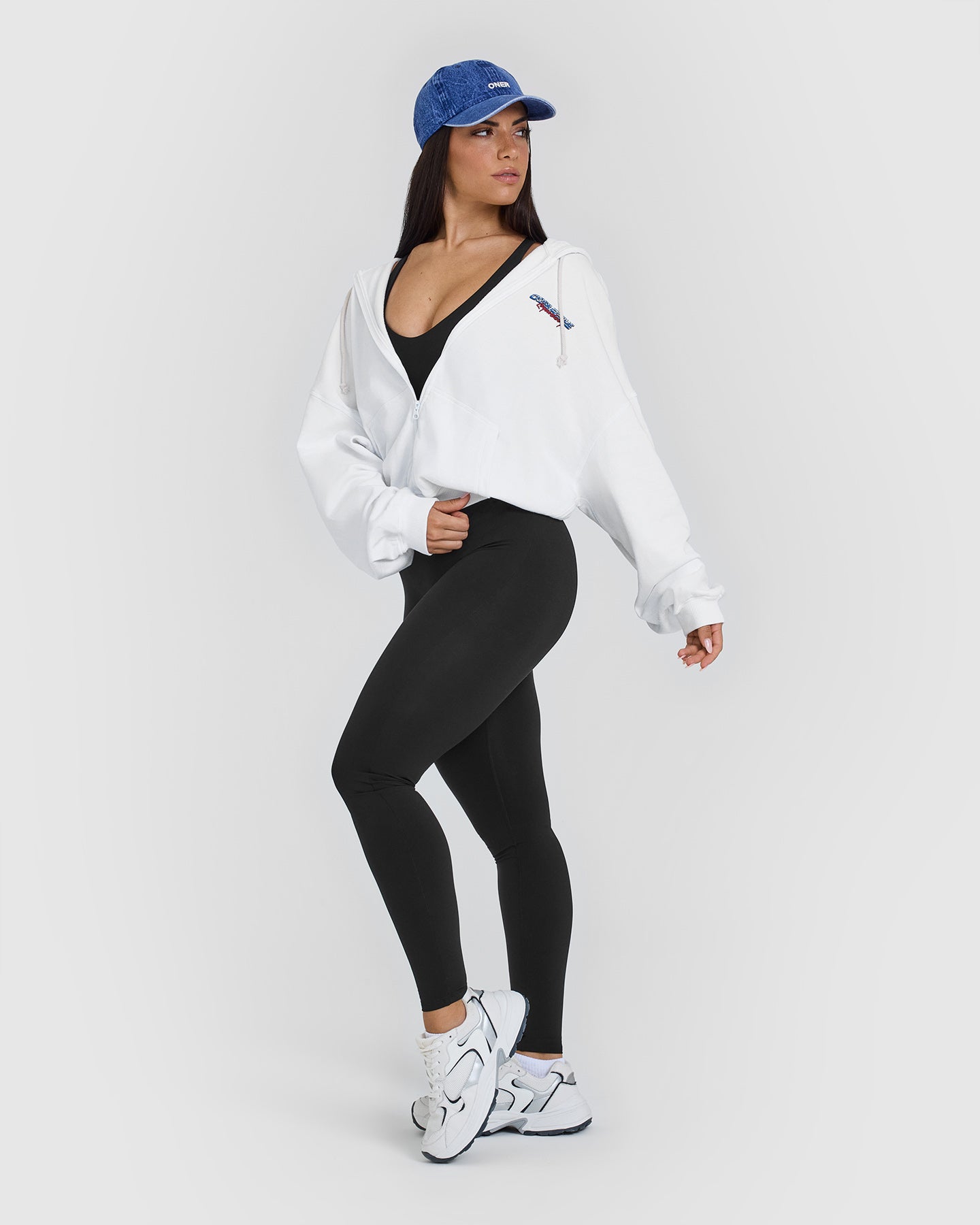 Raw Lounge Oversized Zip Through Hoodie with Graphic | White - Image 3