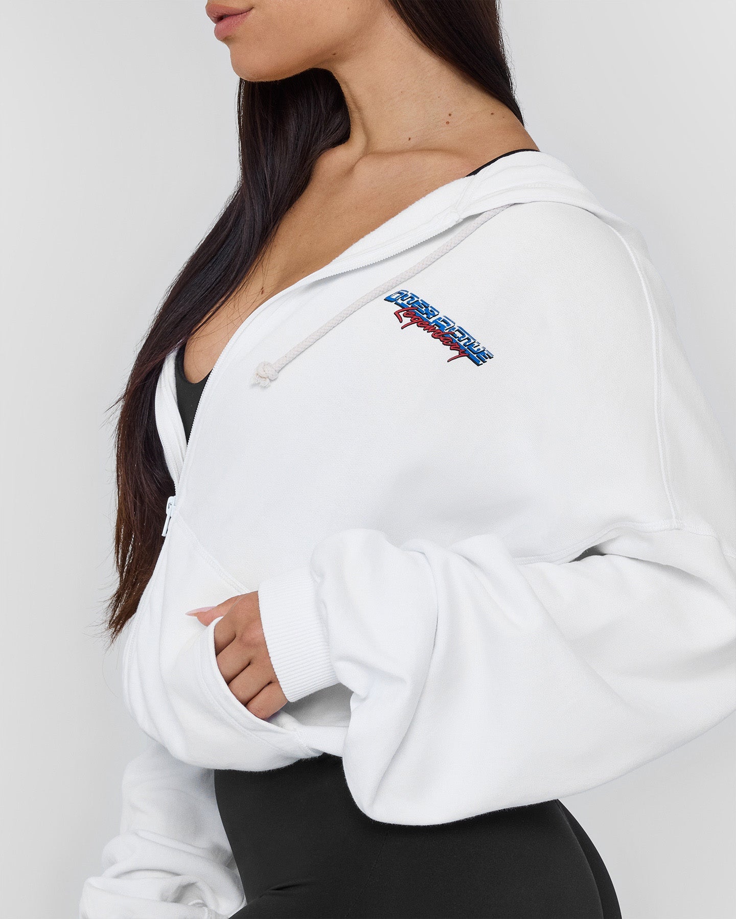 Raw Lounge Oversized Zip Through Hoodie with Graphic | White - Image 4